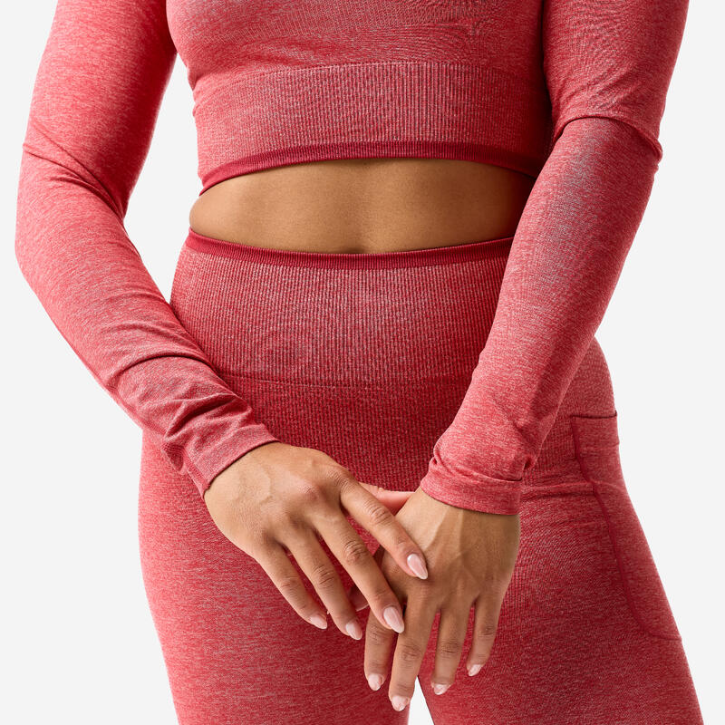 Bluză crop top Bodybuilding Roșu-Roz Damă