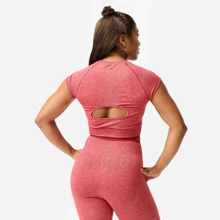Топ жіночий для фітнесу безшовний червоний/рожевий