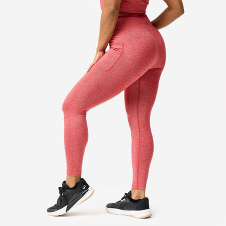 Легінси жіночі для фітнесу безшовні червоні/рожеві