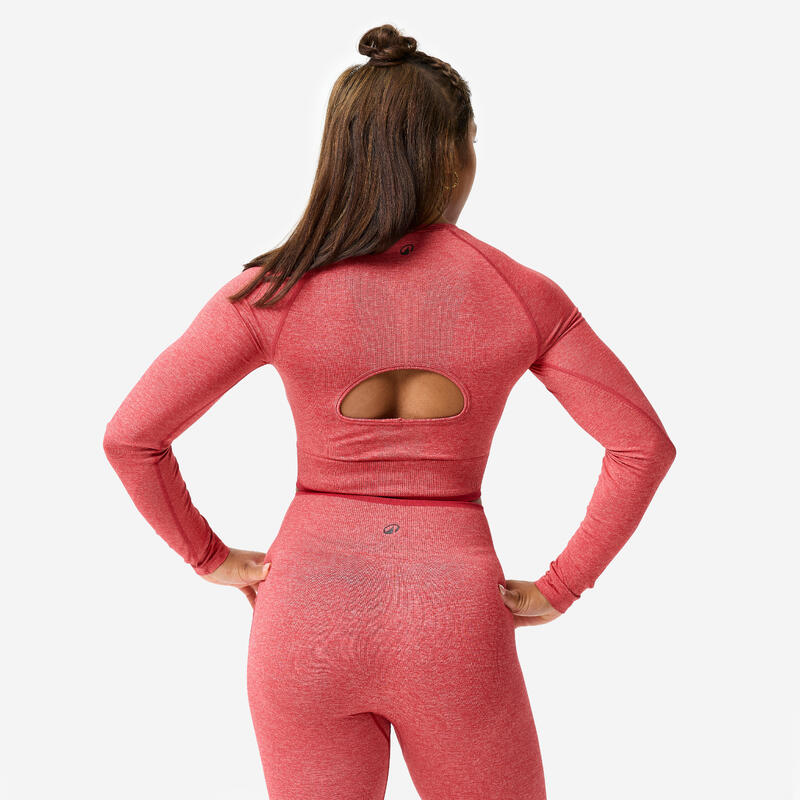 Bluză crop top Bodybuilding Roșu-Roz Damă