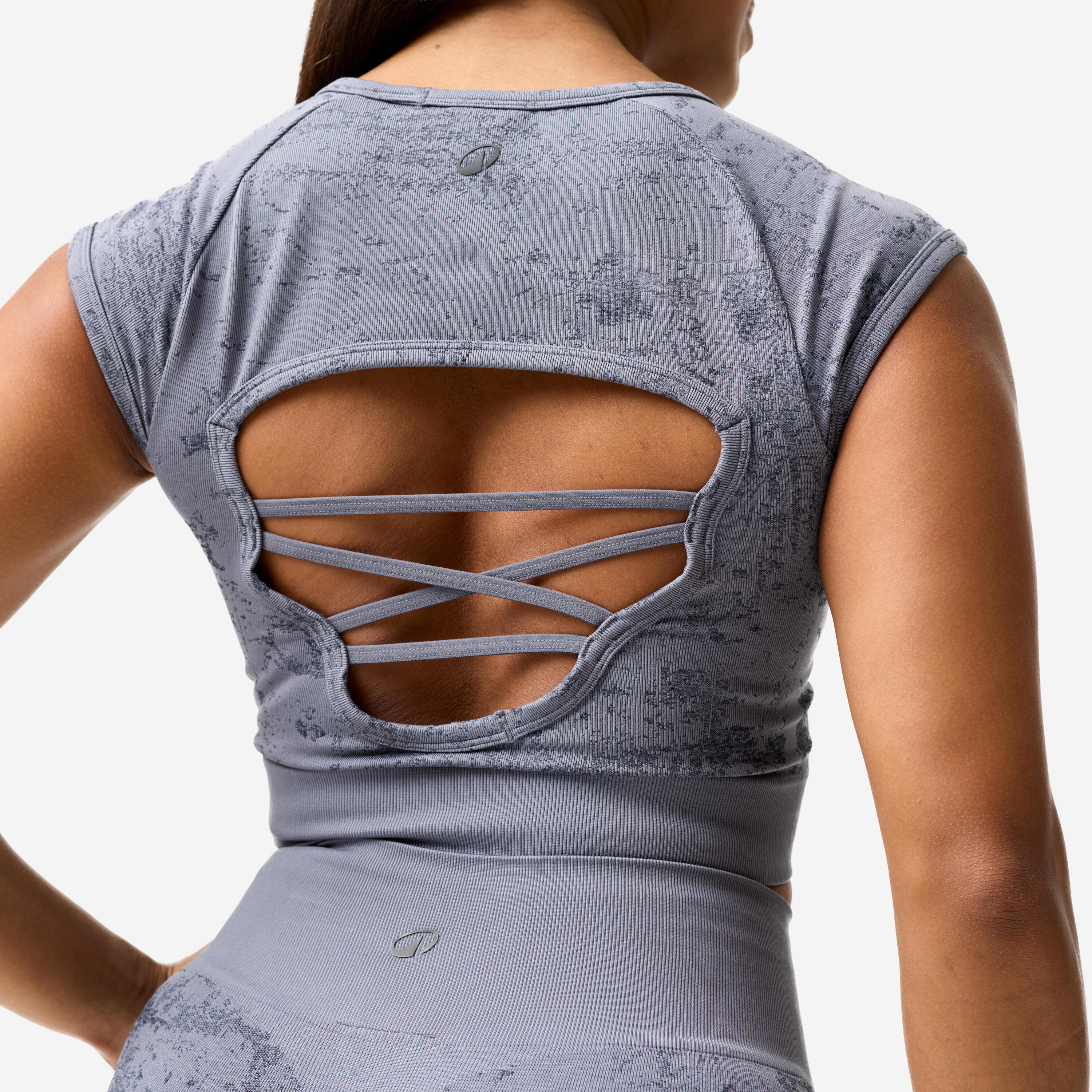 Seamless Crop Top T-Shirt für Frauen, Print grau 4/11
