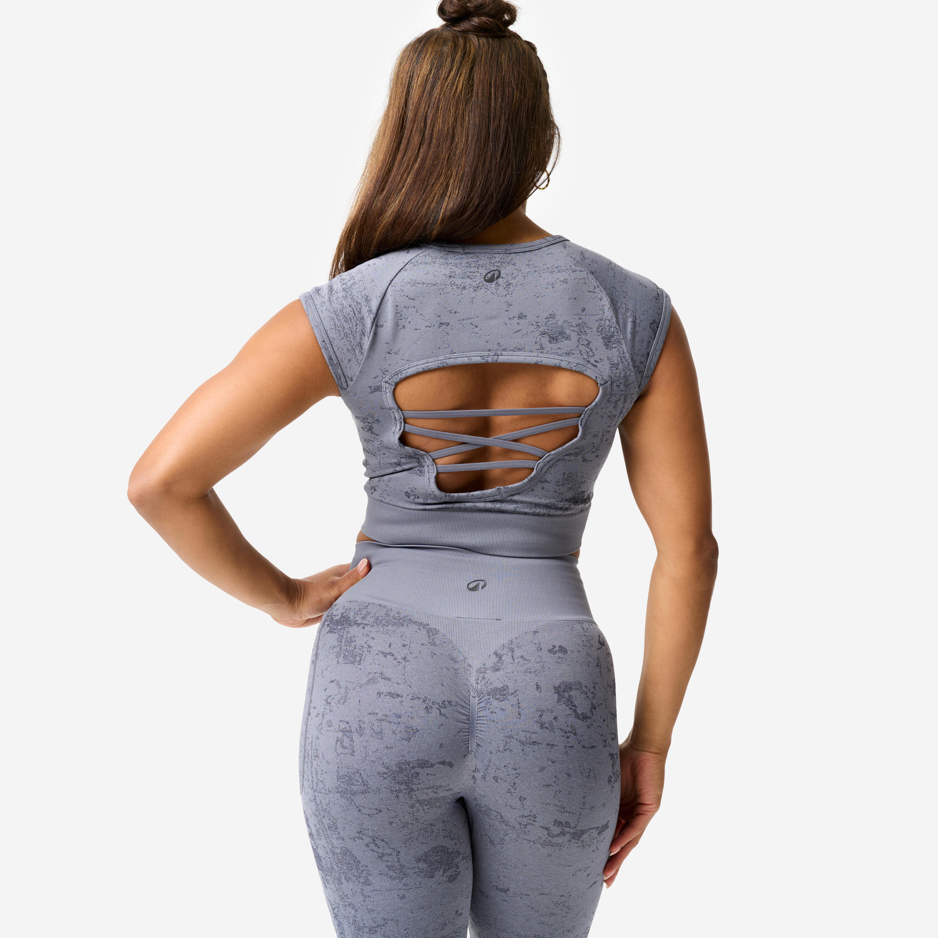 Seamless Crop Top T-Shirt für Frauen, Print grau 5/11
