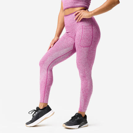 Legging seamless de musculation femme, violet foncé