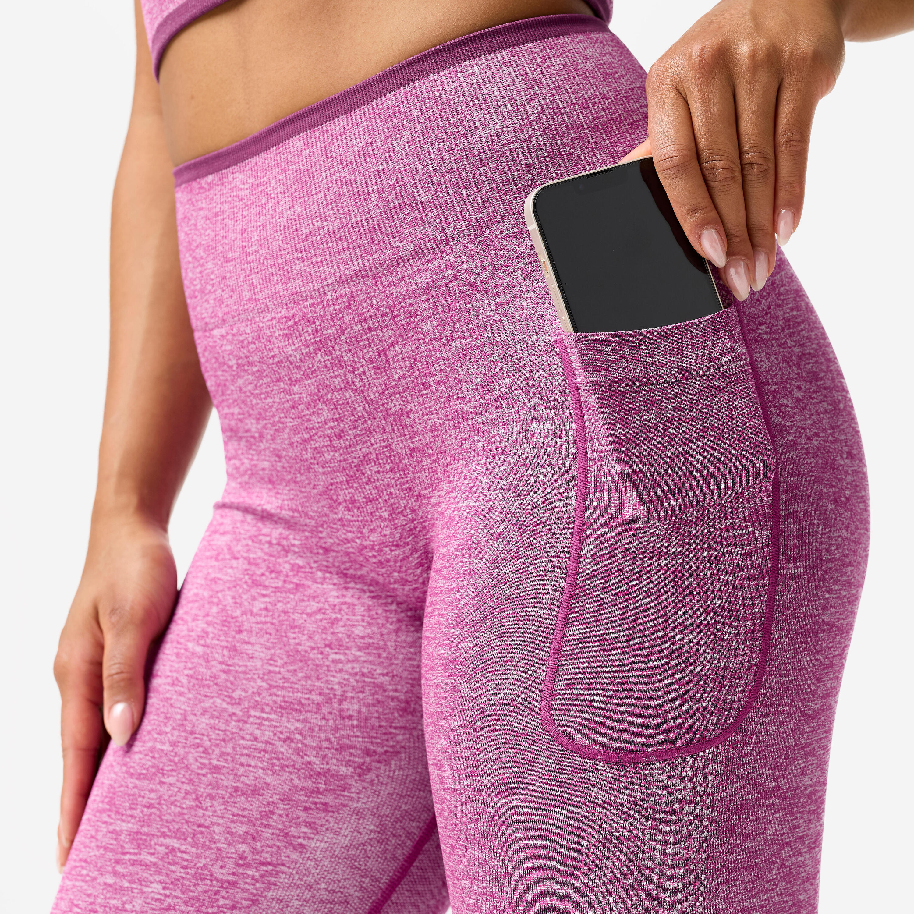 Seamless Leggings Krafttraining Damen, dunkellila 4/8