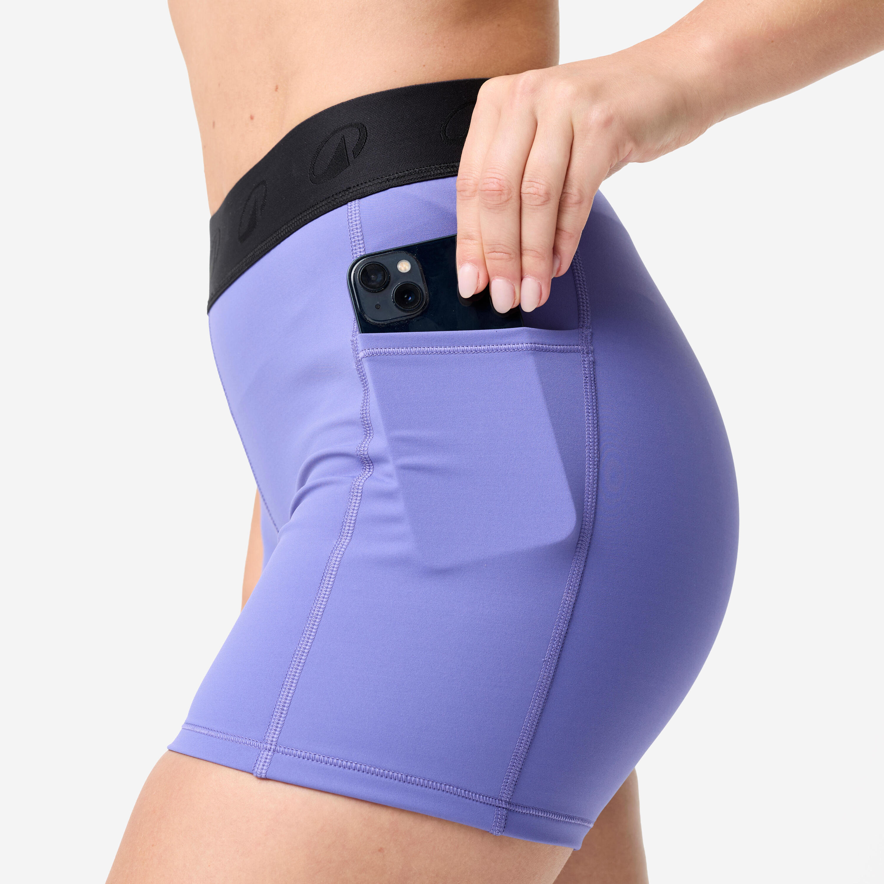 Short d'entraînement avec ceinture élastique et poche latérale femme 3/8