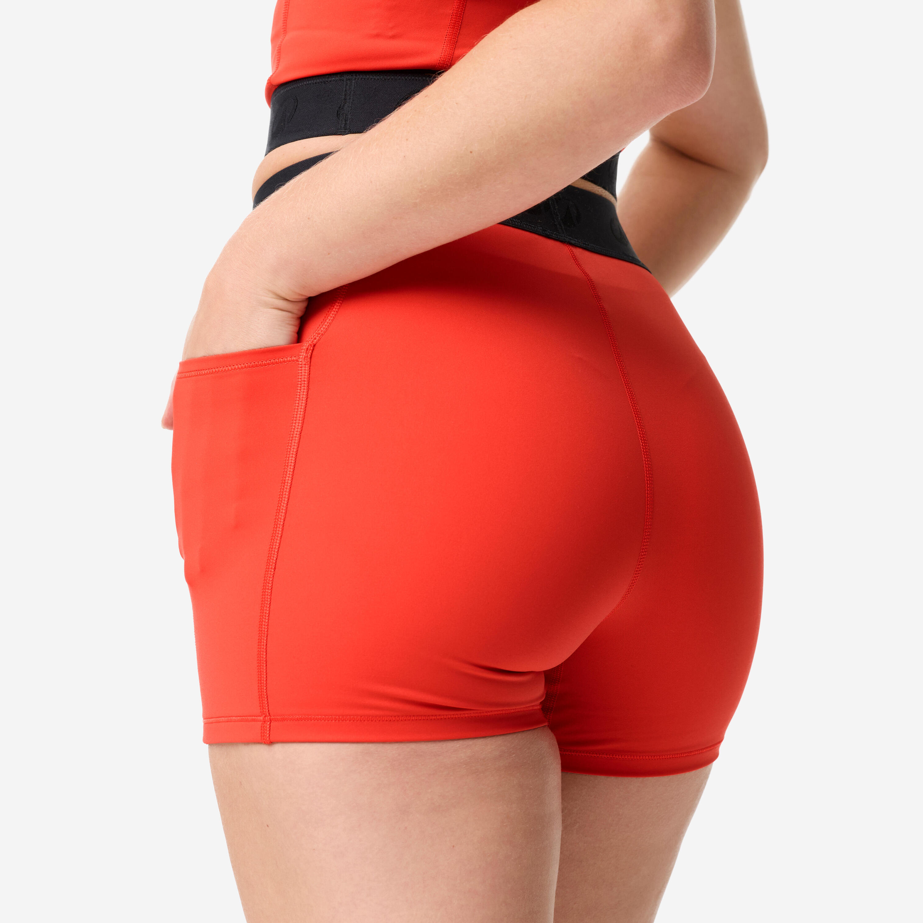 Short d'entraînement avec ceinture élastique et poche latérale femme 6/8