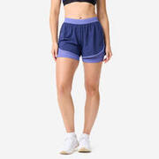 Pantalon scurt cu șort interior fitness Mov Damă