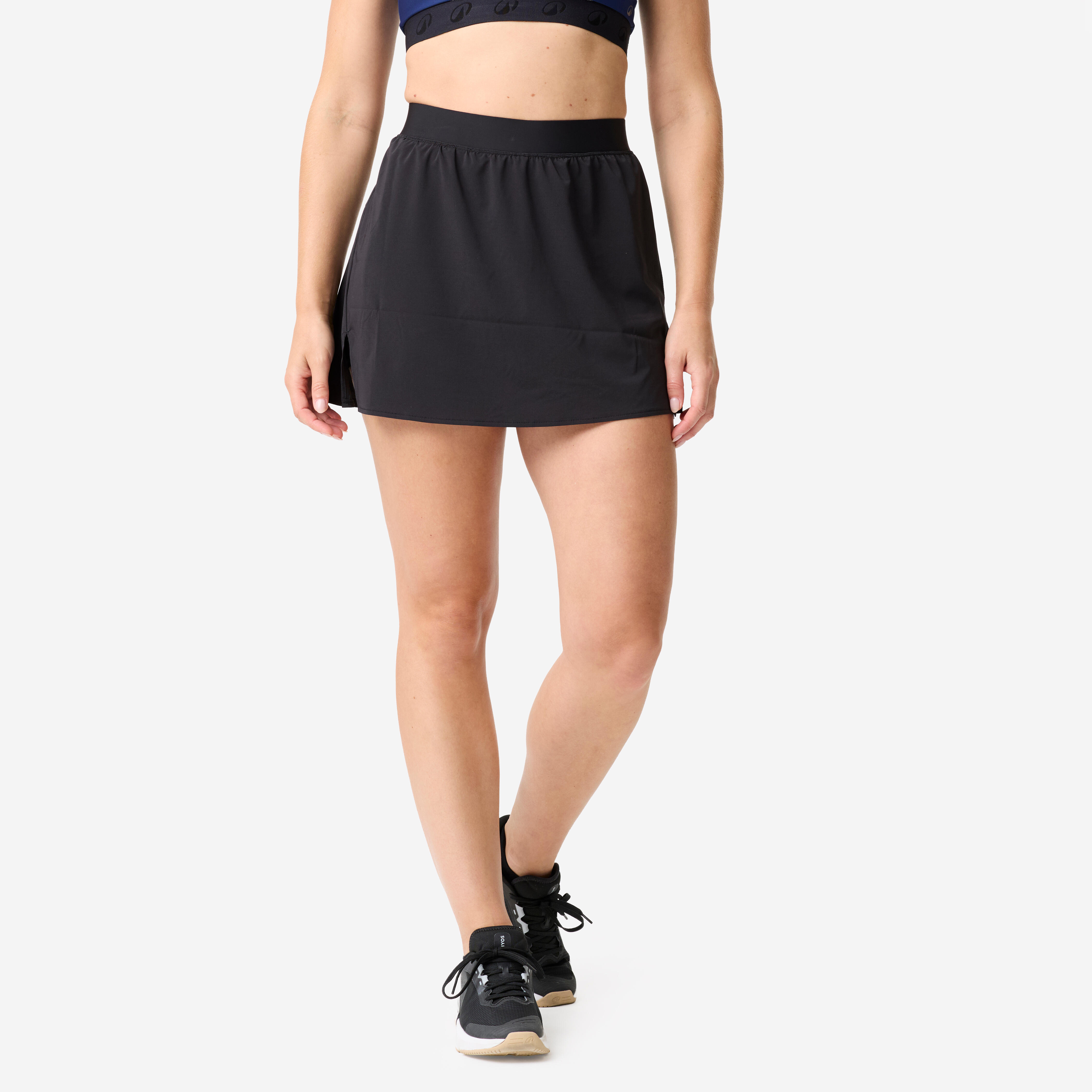 Women's Draping Skirt with Shorts - Black