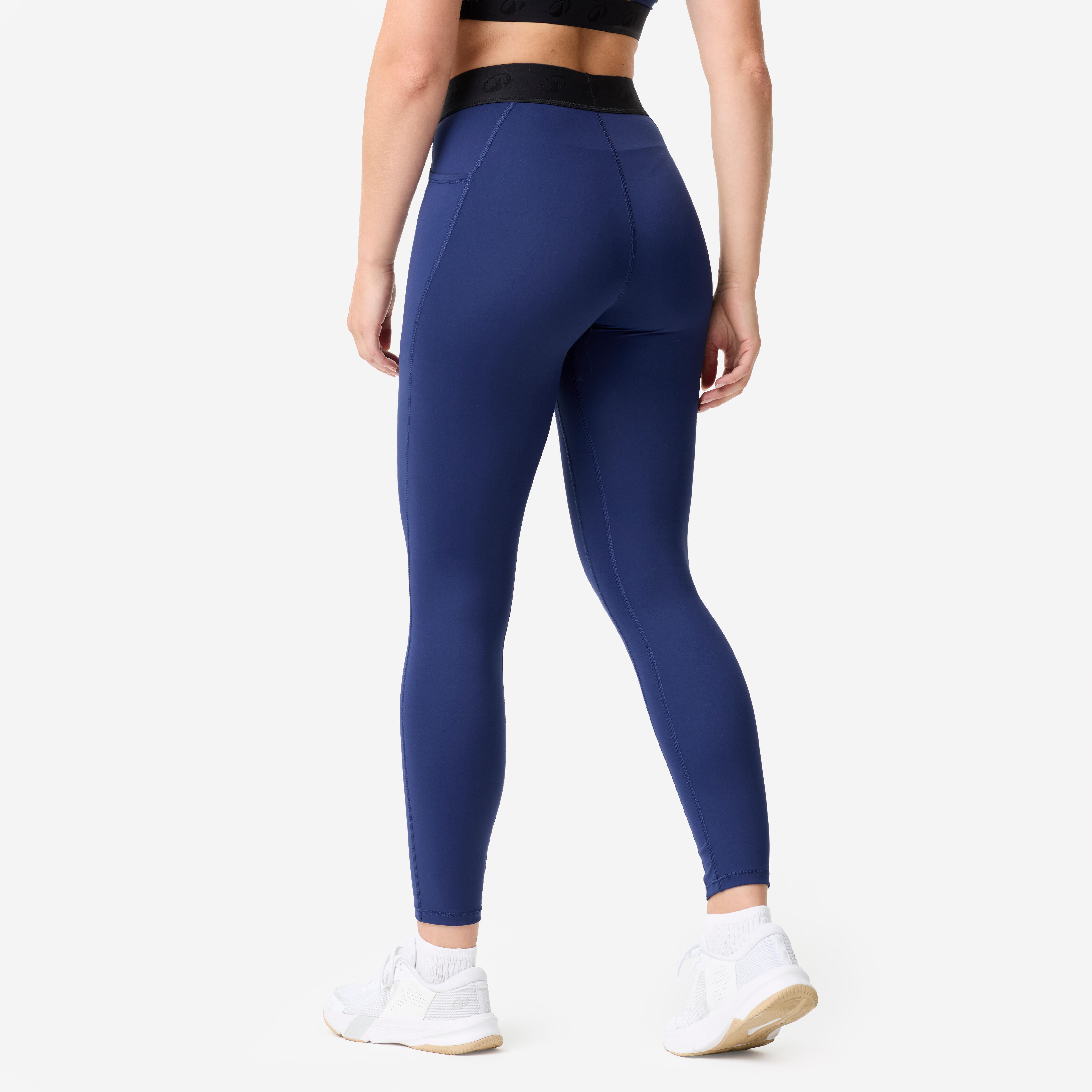 DOMYOS Dámske športové legíny s elastickým pásom tmavomodré M - W30 L31 · záber 5