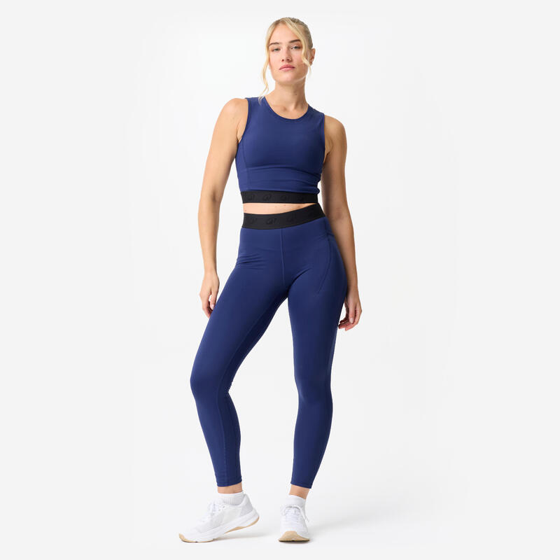 Kadın Crop Top Spor Tişörtü - Lacivert