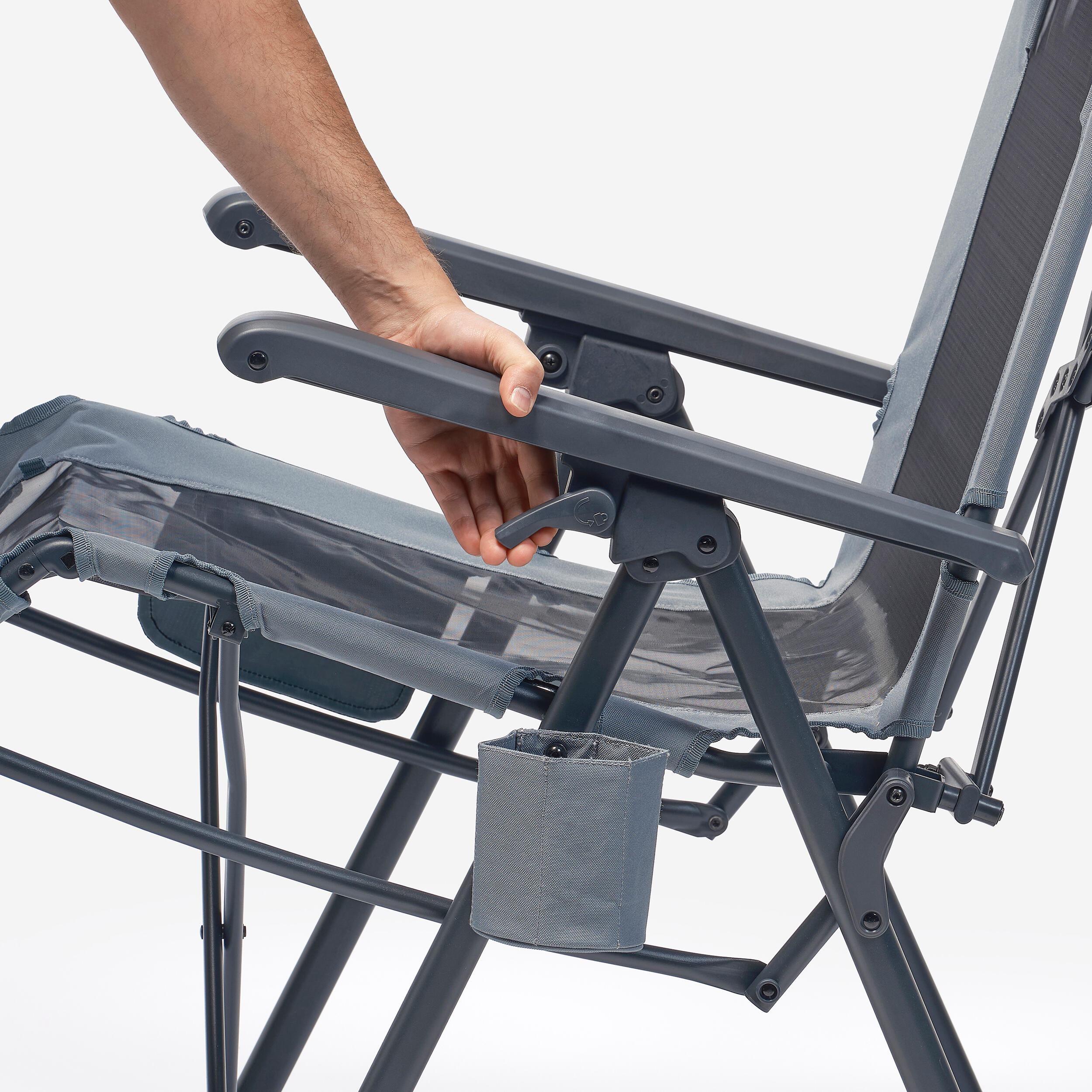 Fauteuil long de camping pliant et matelassé avec appui-tête - QUECHUA