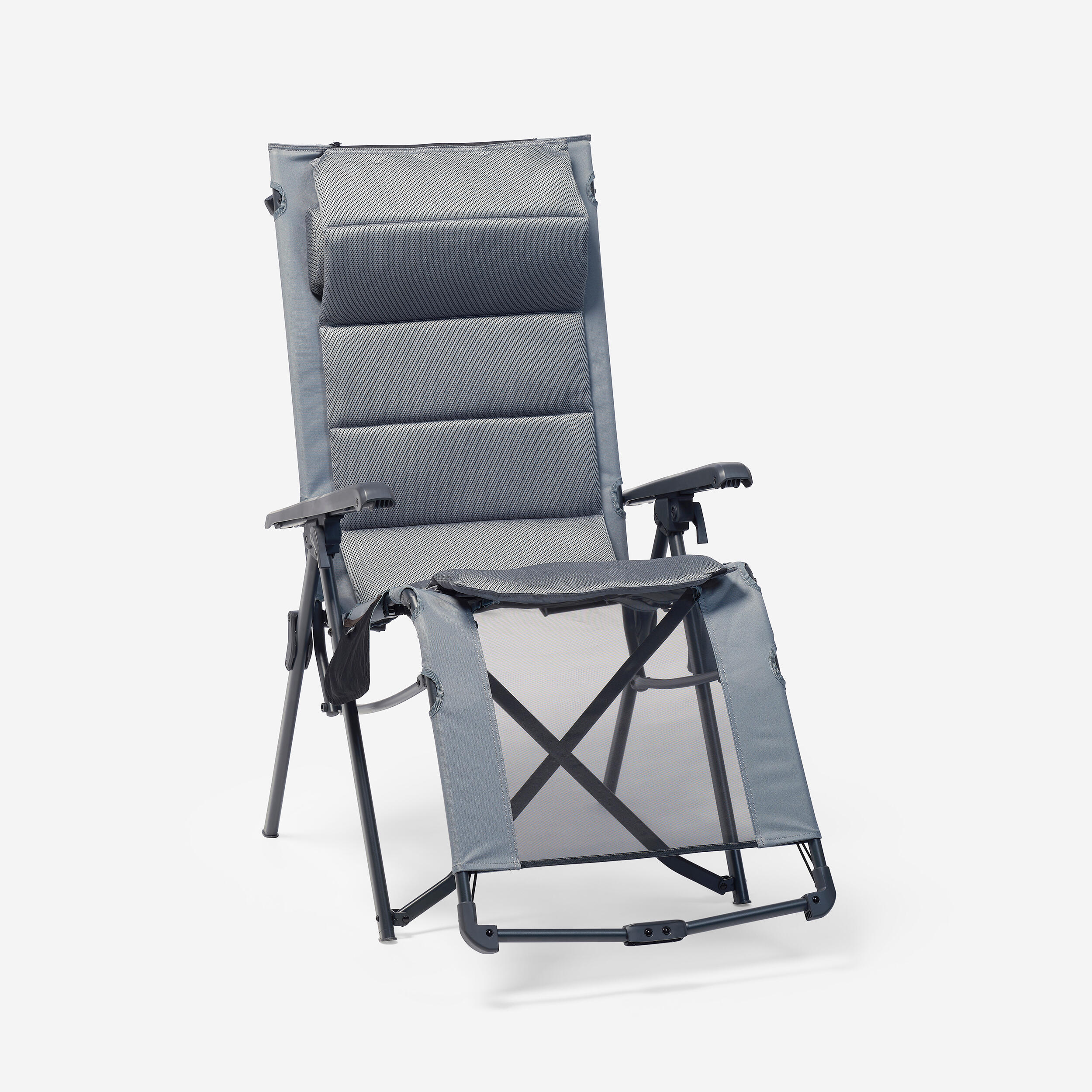 Fauteuil long de camping pliant et matelassé avec appui-tête - QUECHUA