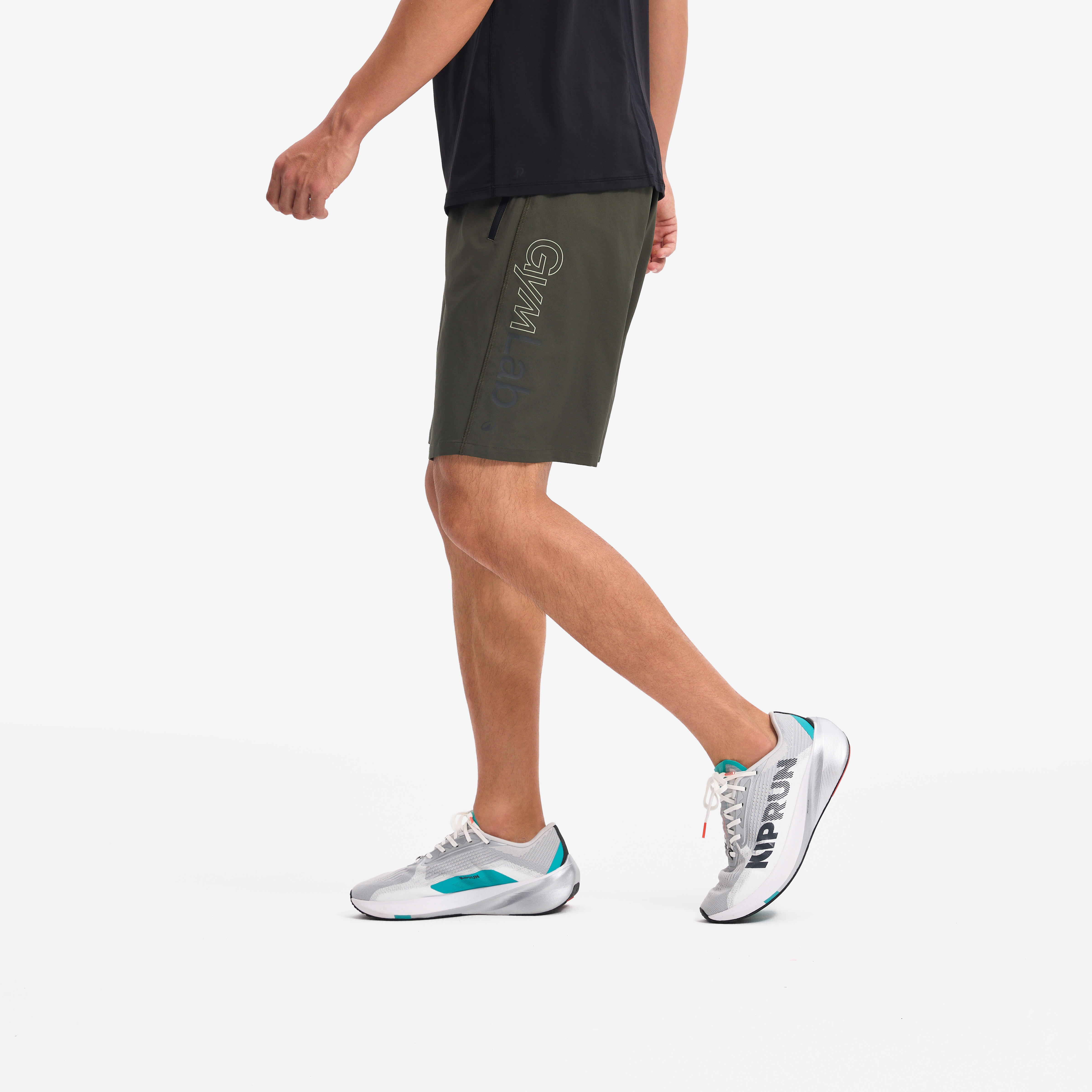 Men's Breathable Fitness Shorts with Zipped Pockets - Khaki Green