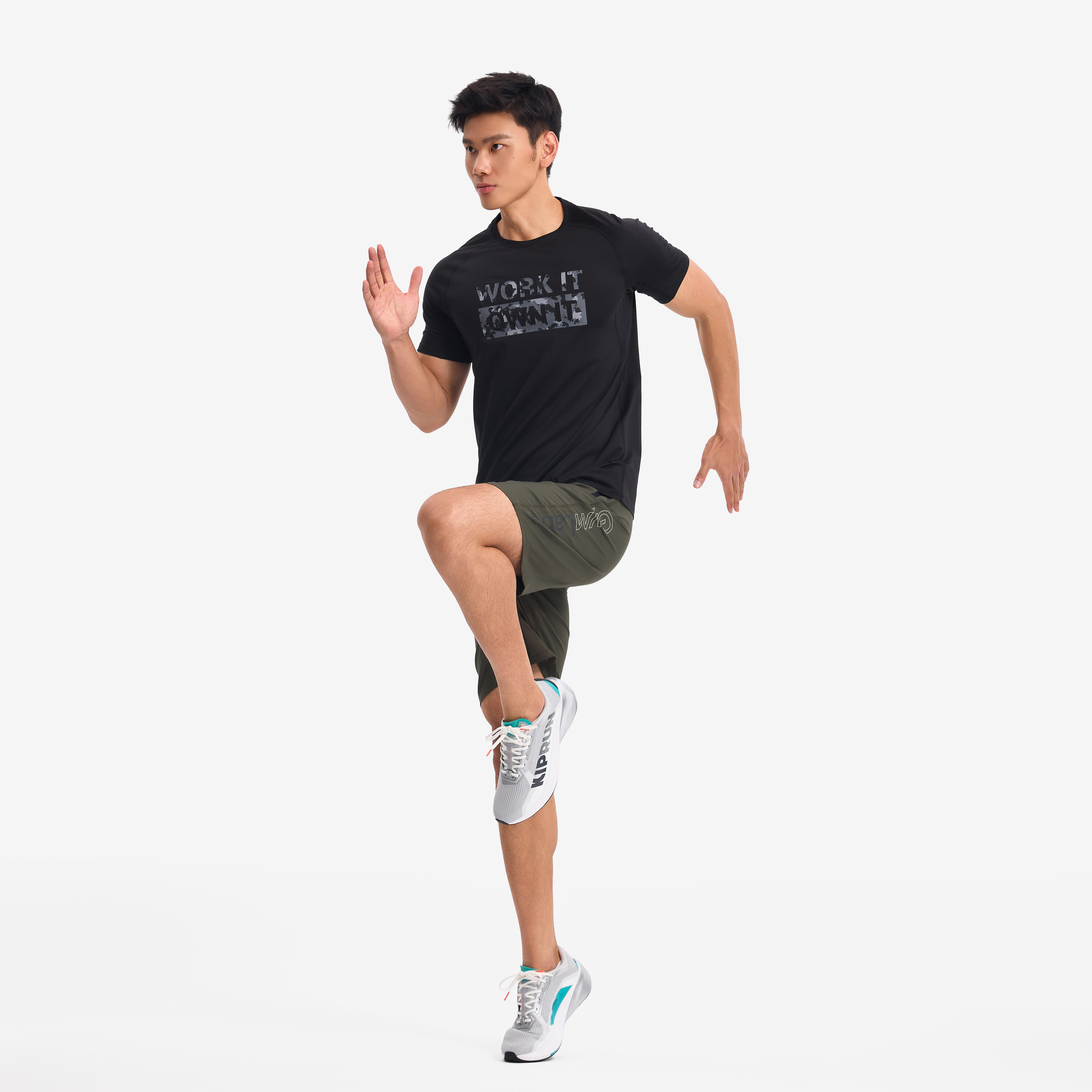 Men's Breathable Fitness Shorts with Zipped Pockets - Khaki Green