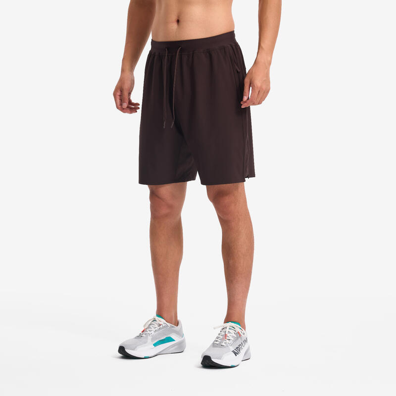 Pantalon scurt fitness cardio training 500 Maro Bărbați