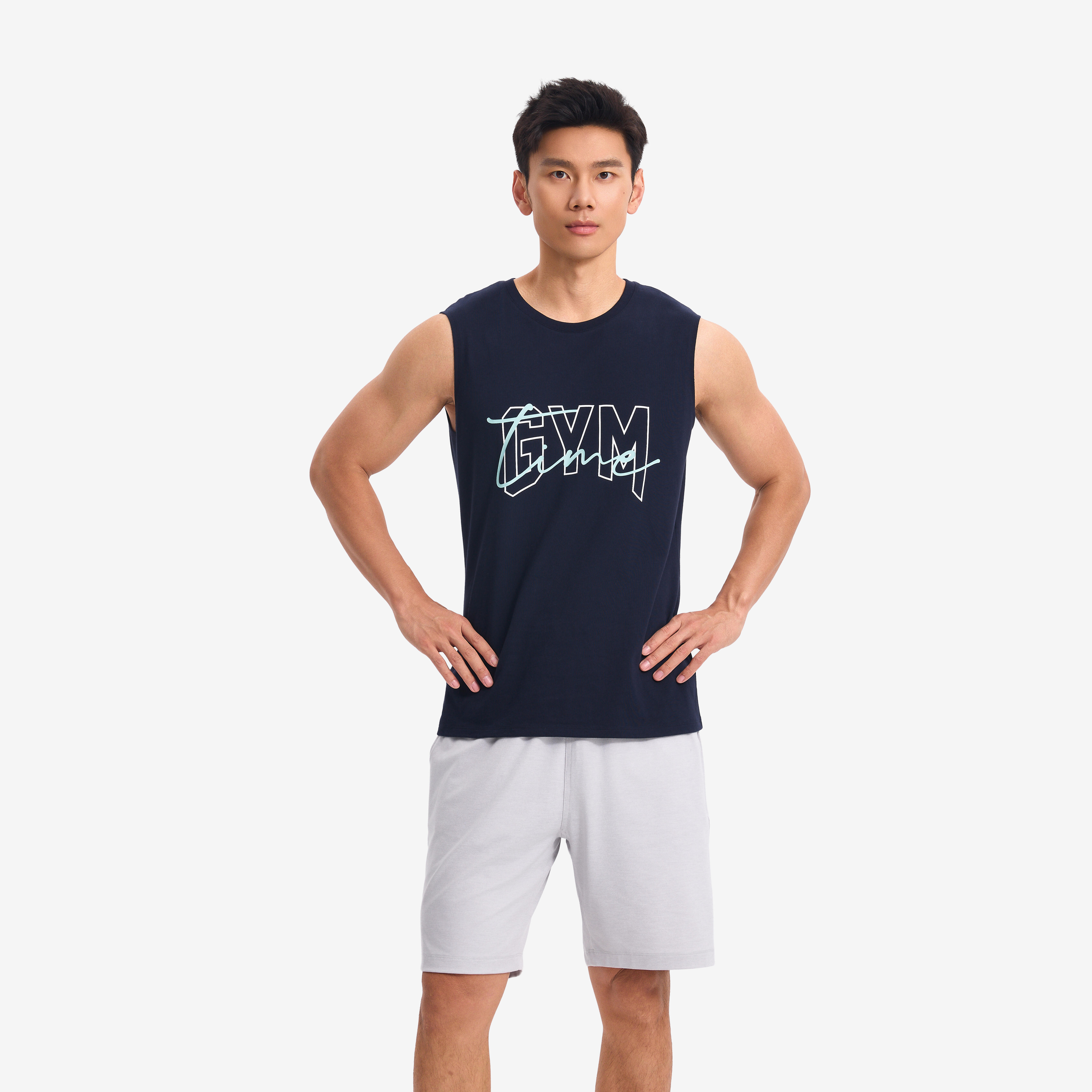 Men's Cotton Training Tank Top Cosmeto 500 - Blue/Black