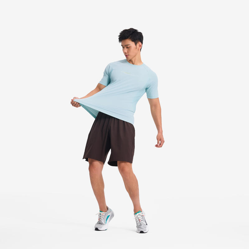 Pantalon scurt fitness cardio training 500 Maro Bărbați
