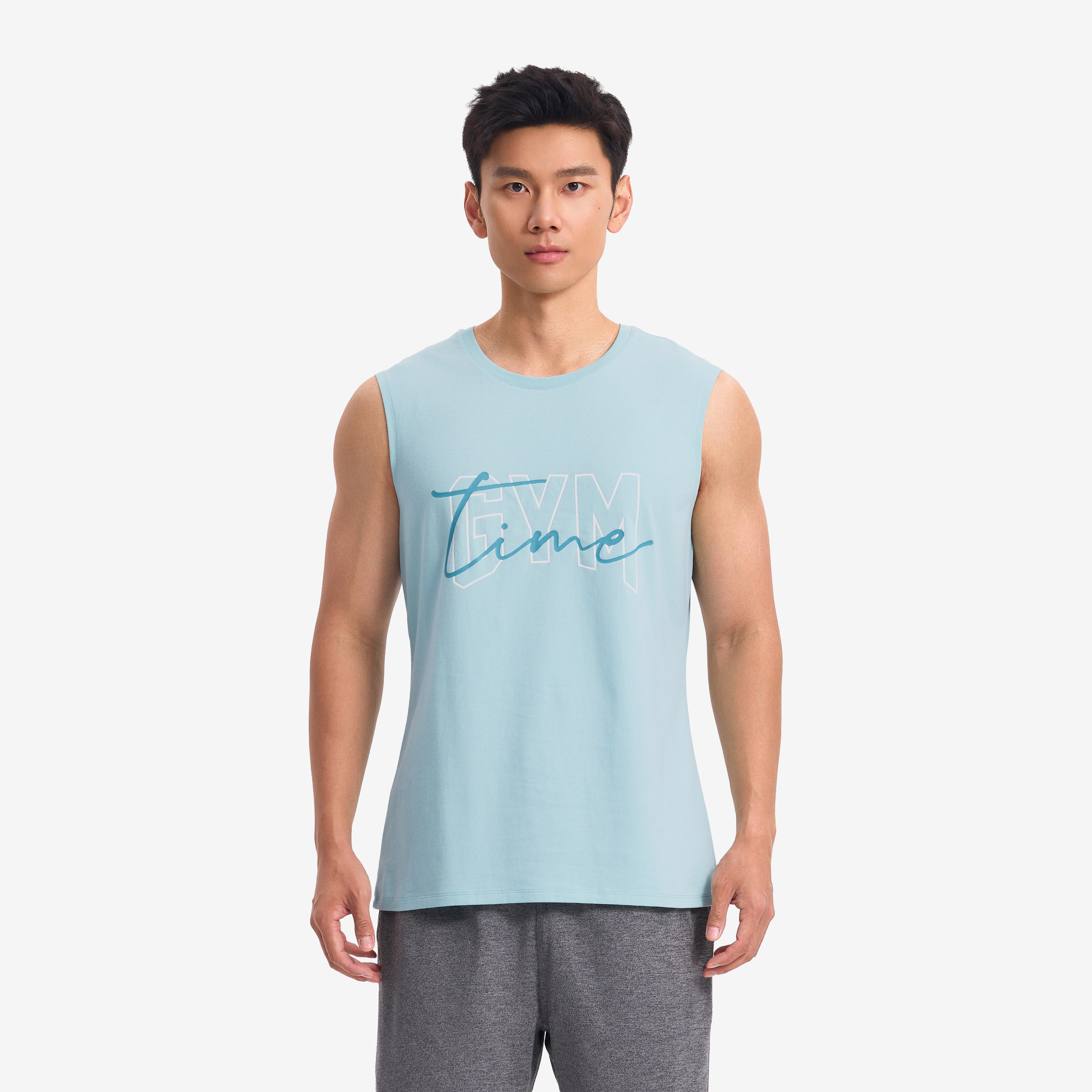 Men's Cotton Training Tank Top Cosmeto 500 - Arctic Blue
