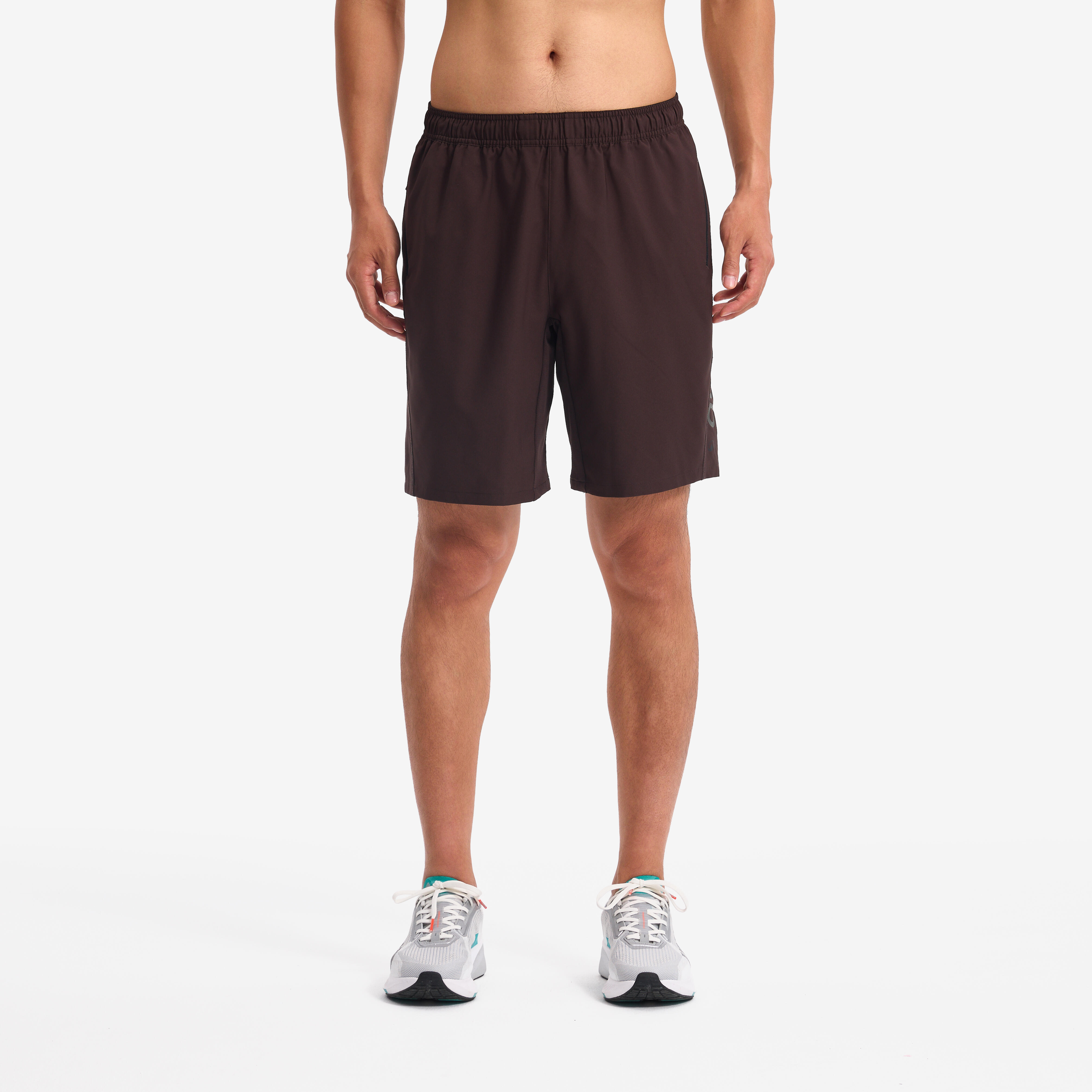 Men's Breathable Fitness Shorts with Zip-Up Pockets - Dark Brown