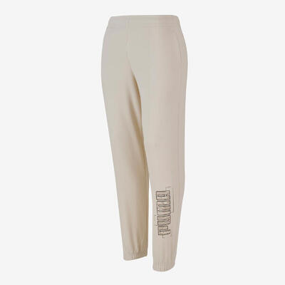 Pantaloni tuta Puma bambino ginnastica regular fit felpati beige