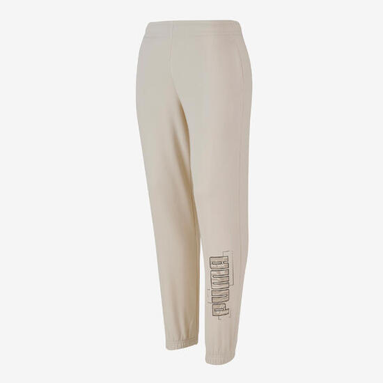 Pantaloni tuta Puma bambino ginnastica regular fit felpati beige