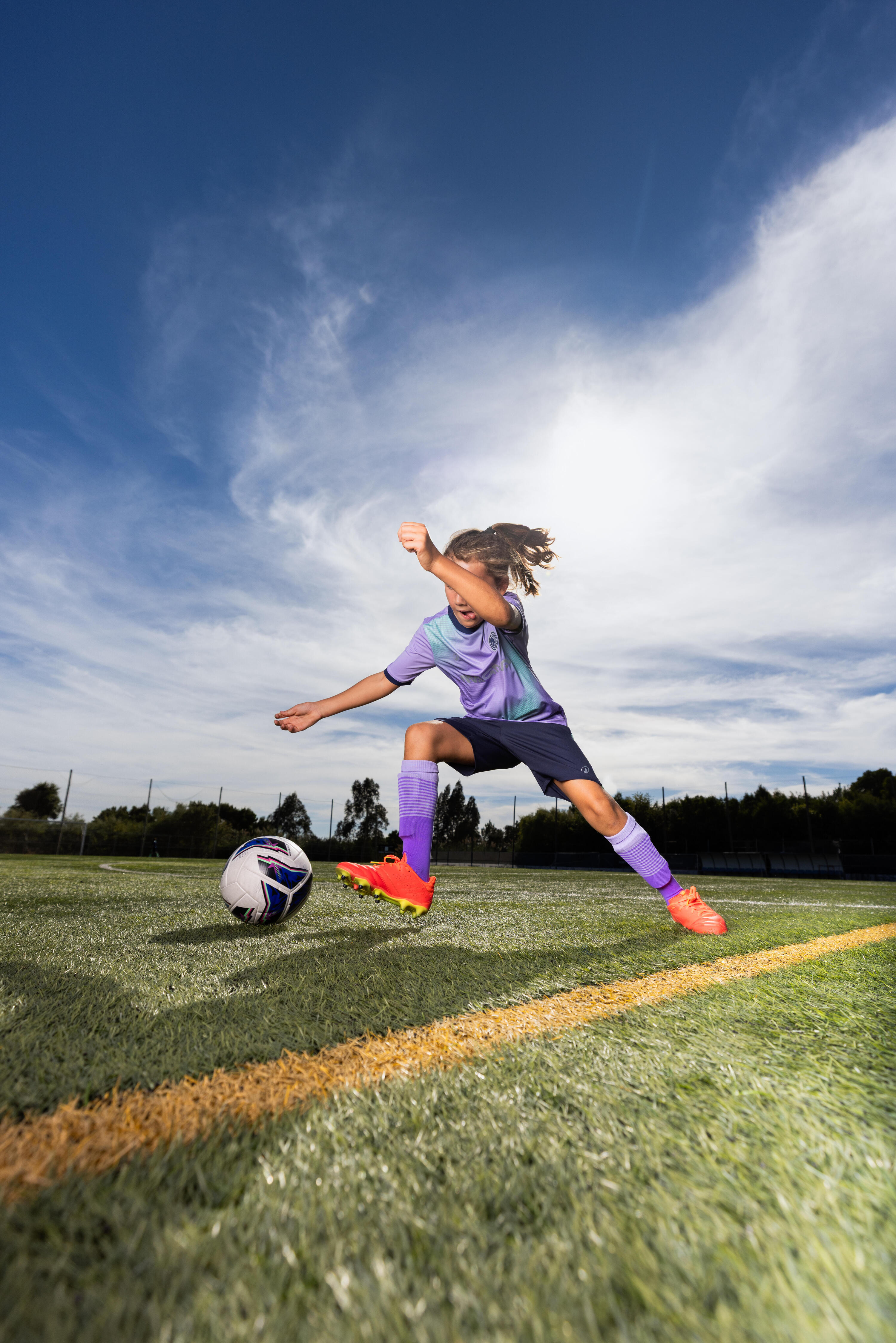 Meias Altas de Futebol Cano Alto Criança Viralto KIDS Boreal Roxo/Lavanda 6/7