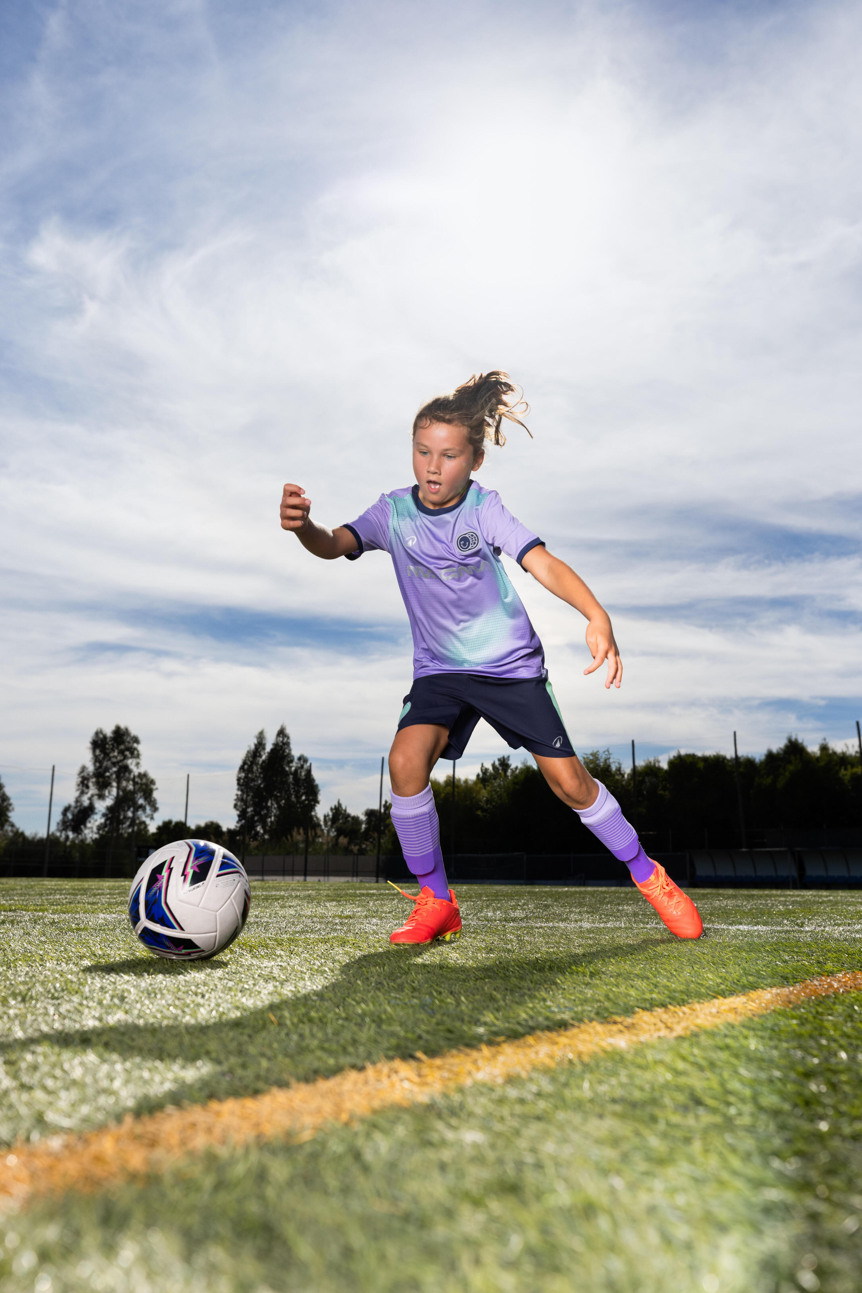 Chaussures de soccer confortables à lacets enfant, Viralto III FG 8/9