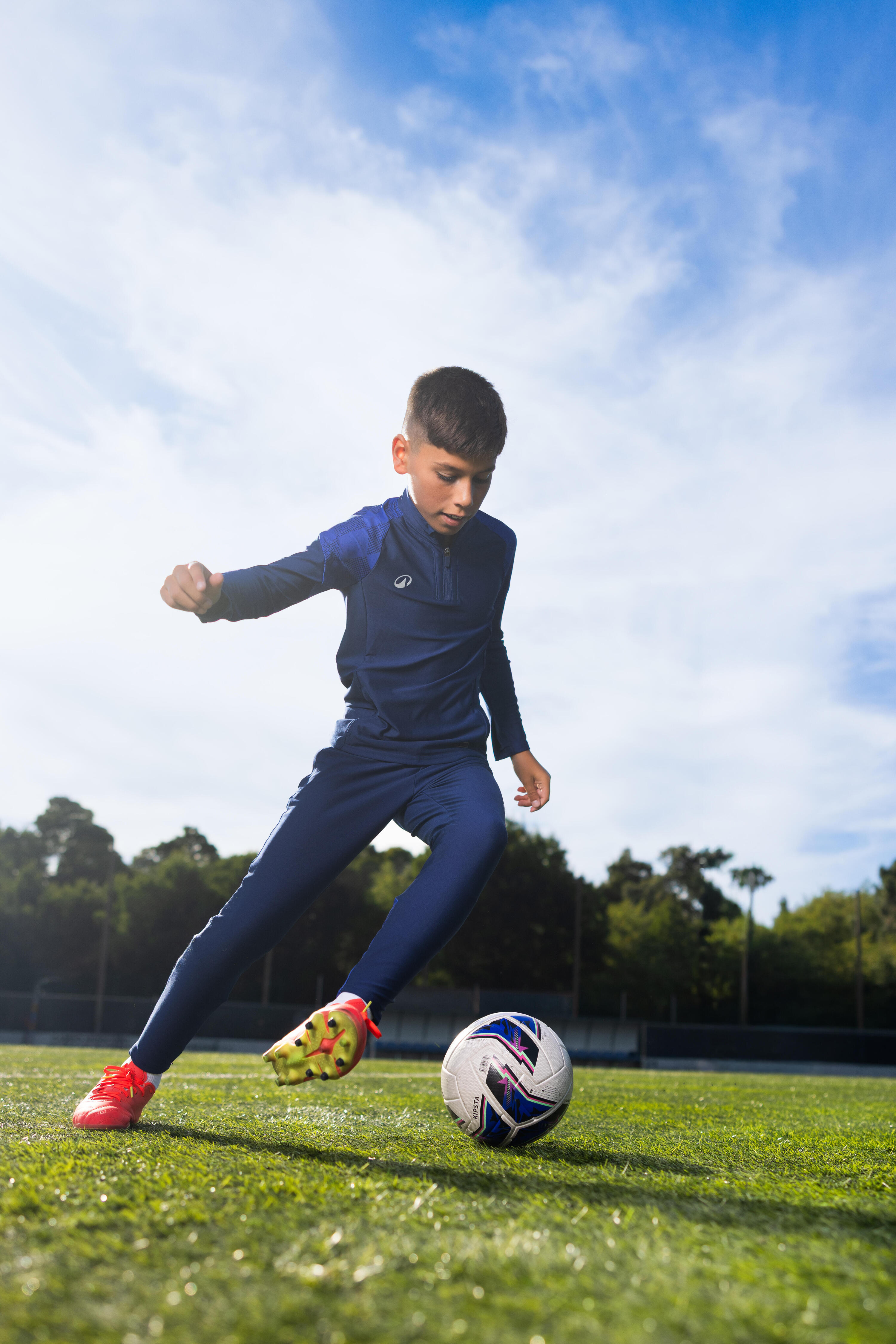 Kinder Fußball Sweatshirt 1/2 Zip - VIRALTO Kids Check marineblau/blau 9/9