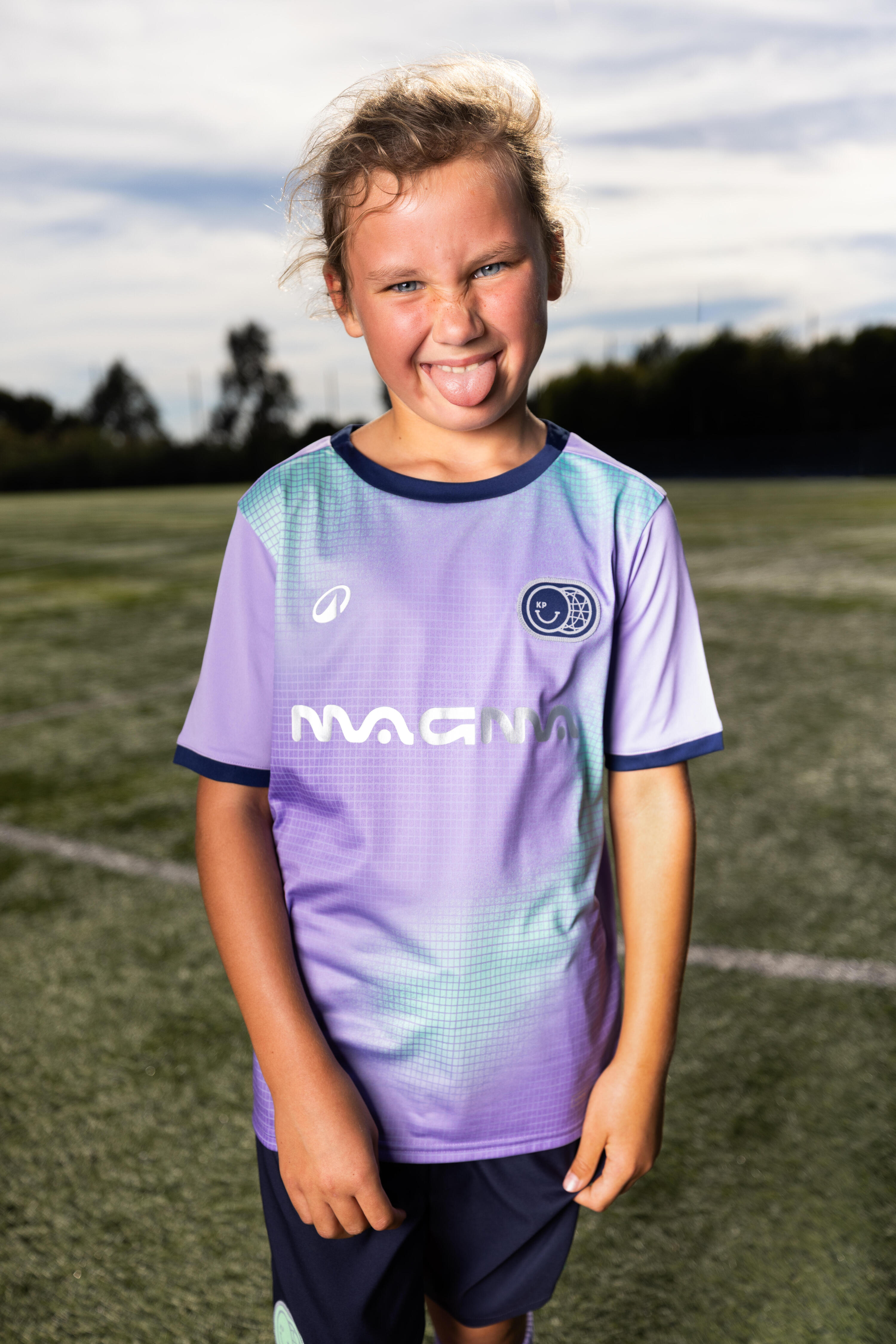 Viralto Kids Boreal Kinder Fussballtrikot mit kurzen Ärmeln Lavendel & Marine 6/7