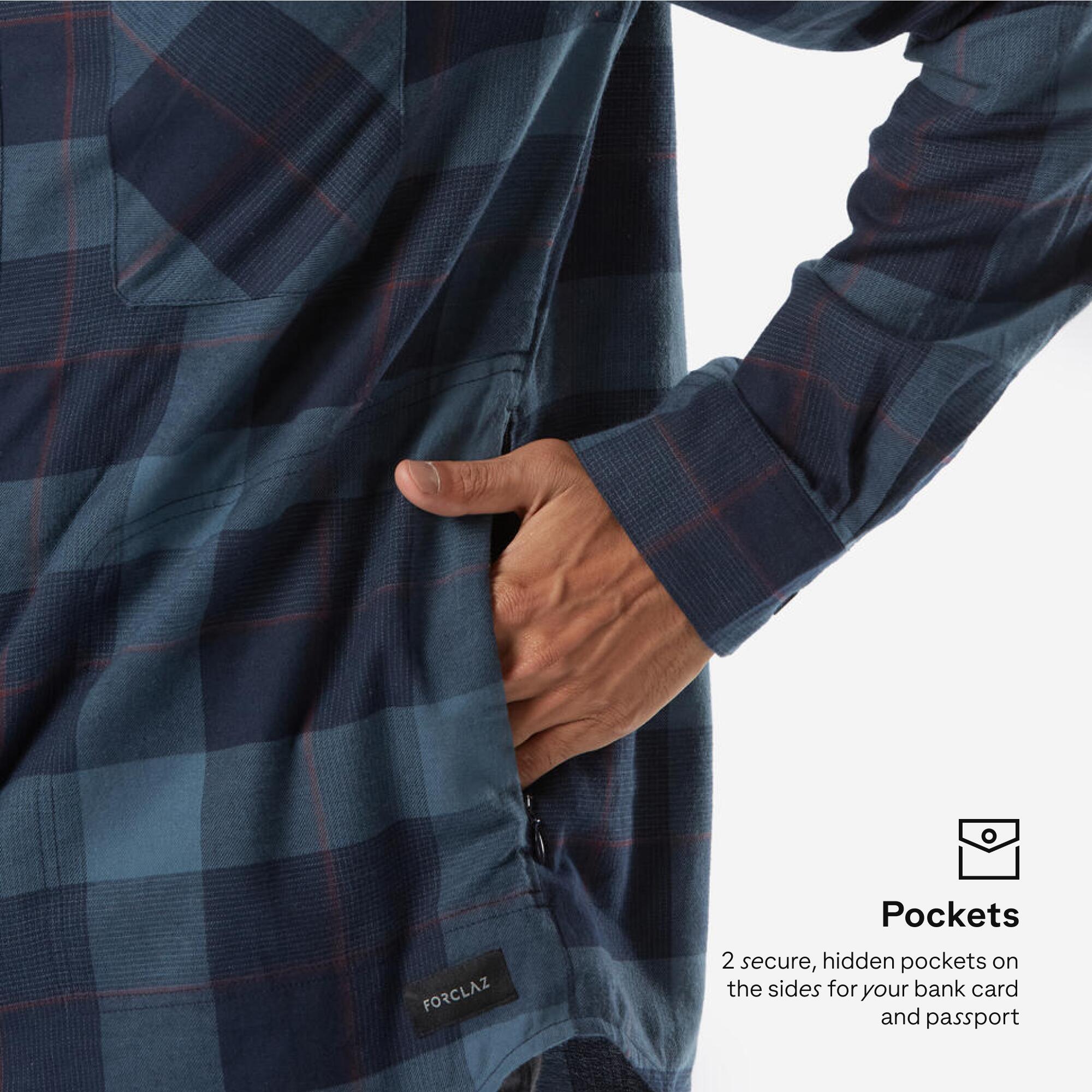 Men Checked Full Sleeve Light Flannel Shirt Blue - Travel 500