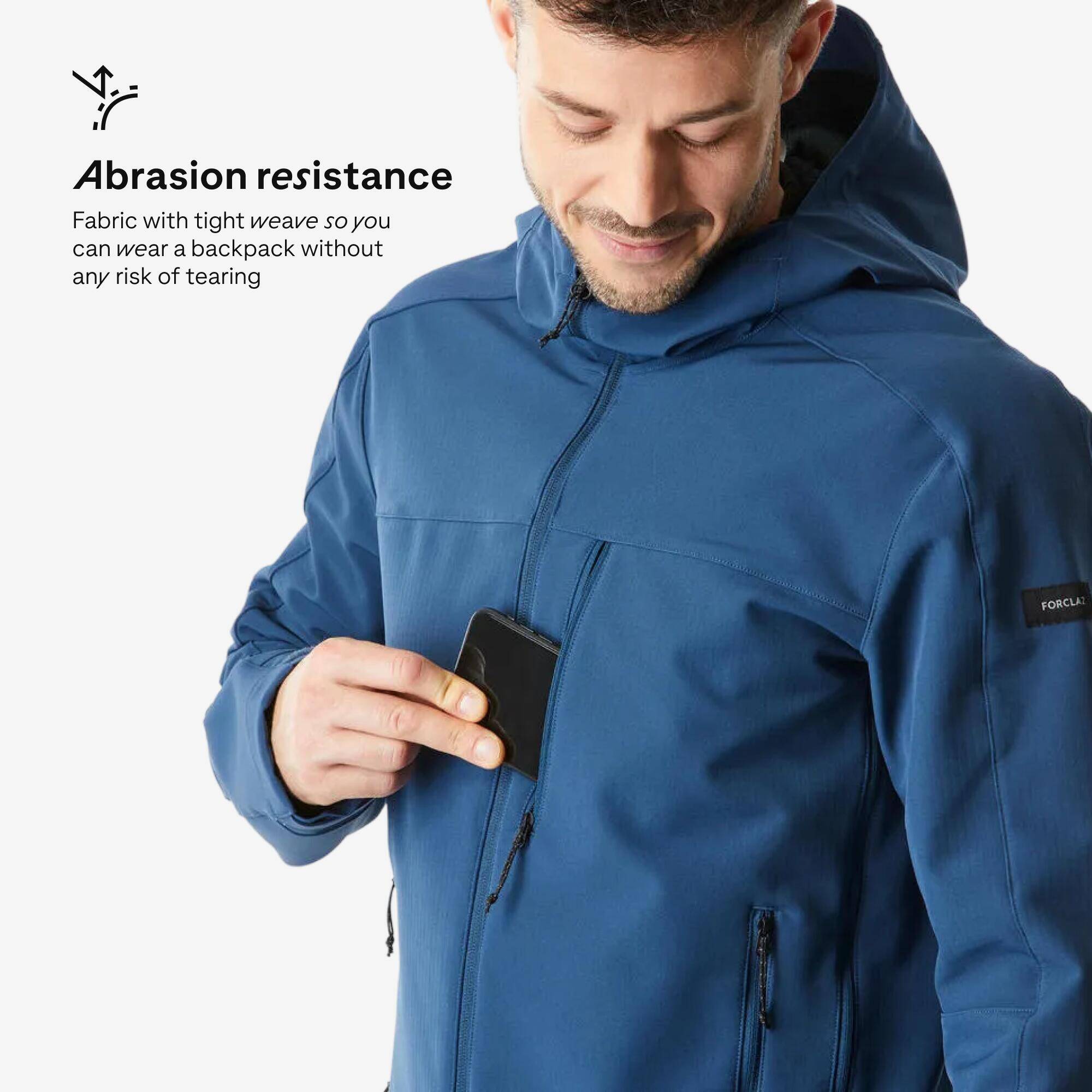 Men’s Windproof Softshell Trekking Jacket, MT500 - Blue -  3