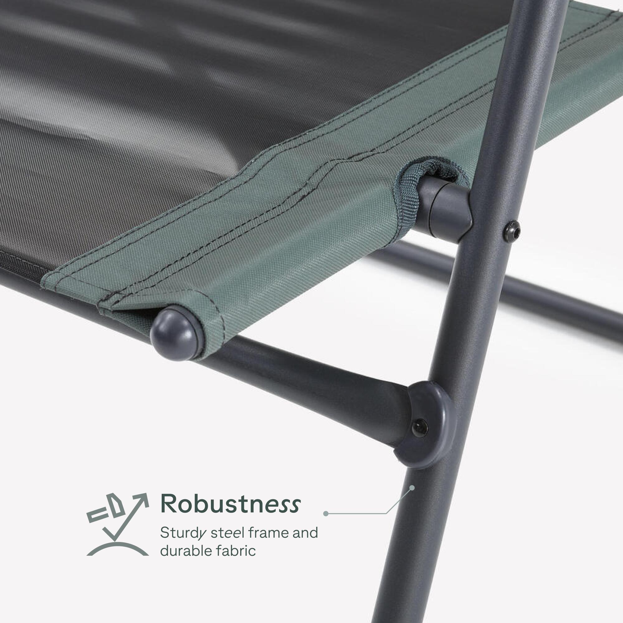 Reclining camping armchair, foldable and comfortable