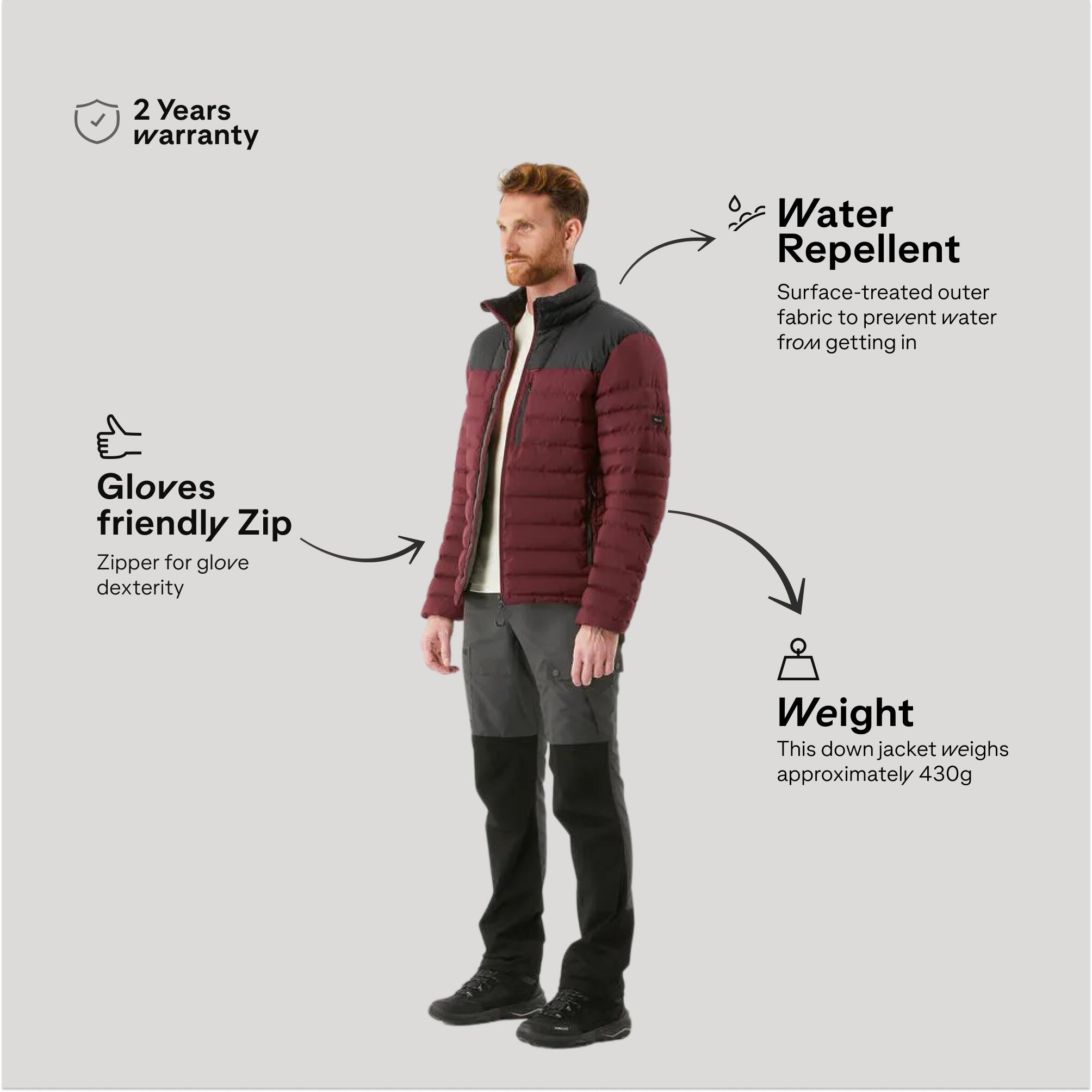 Men Lightweight Packable Down Jacket - MT500 -10° Brown