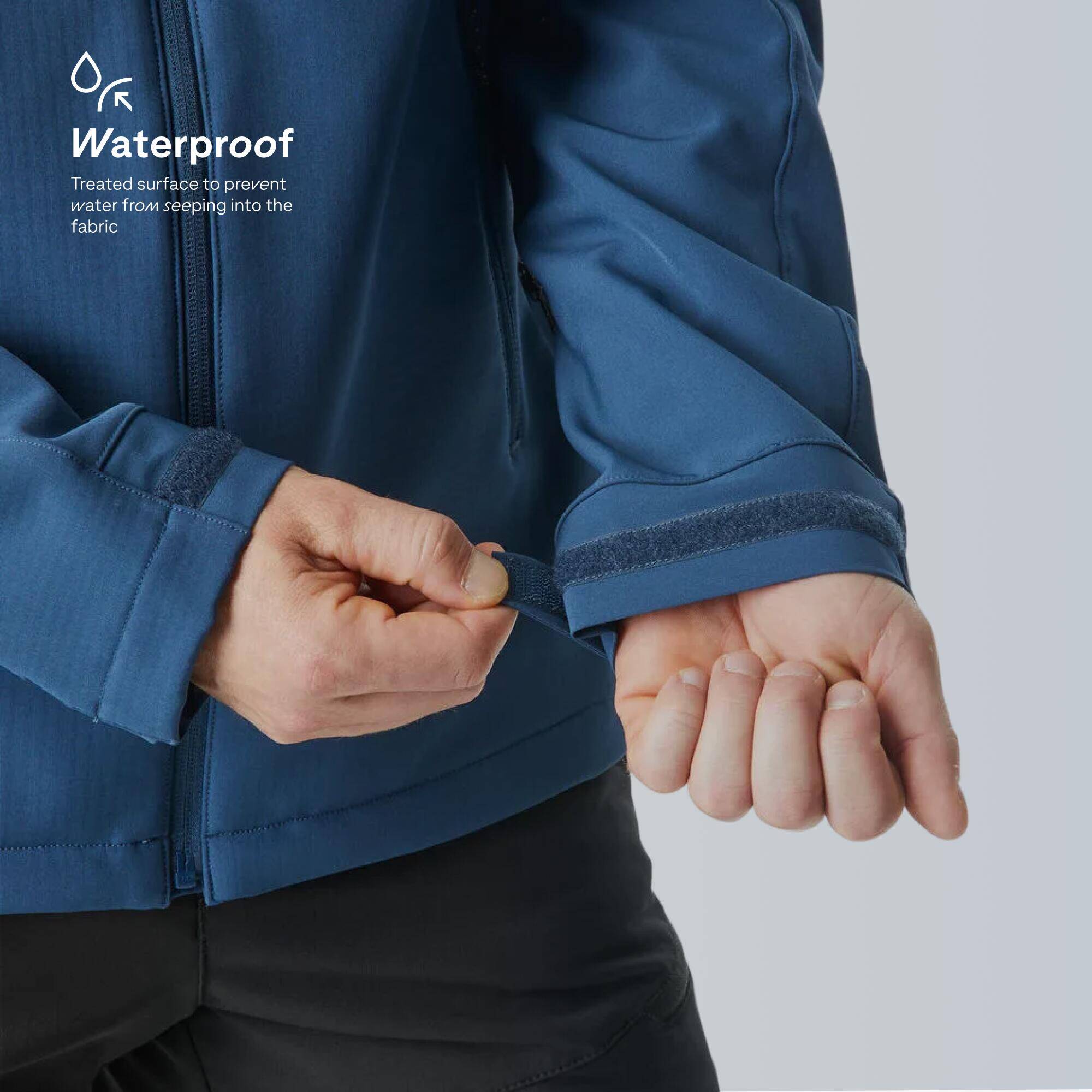 Men’s Windproof Softshell Trekking Jacket, MT500 - Blue -  5