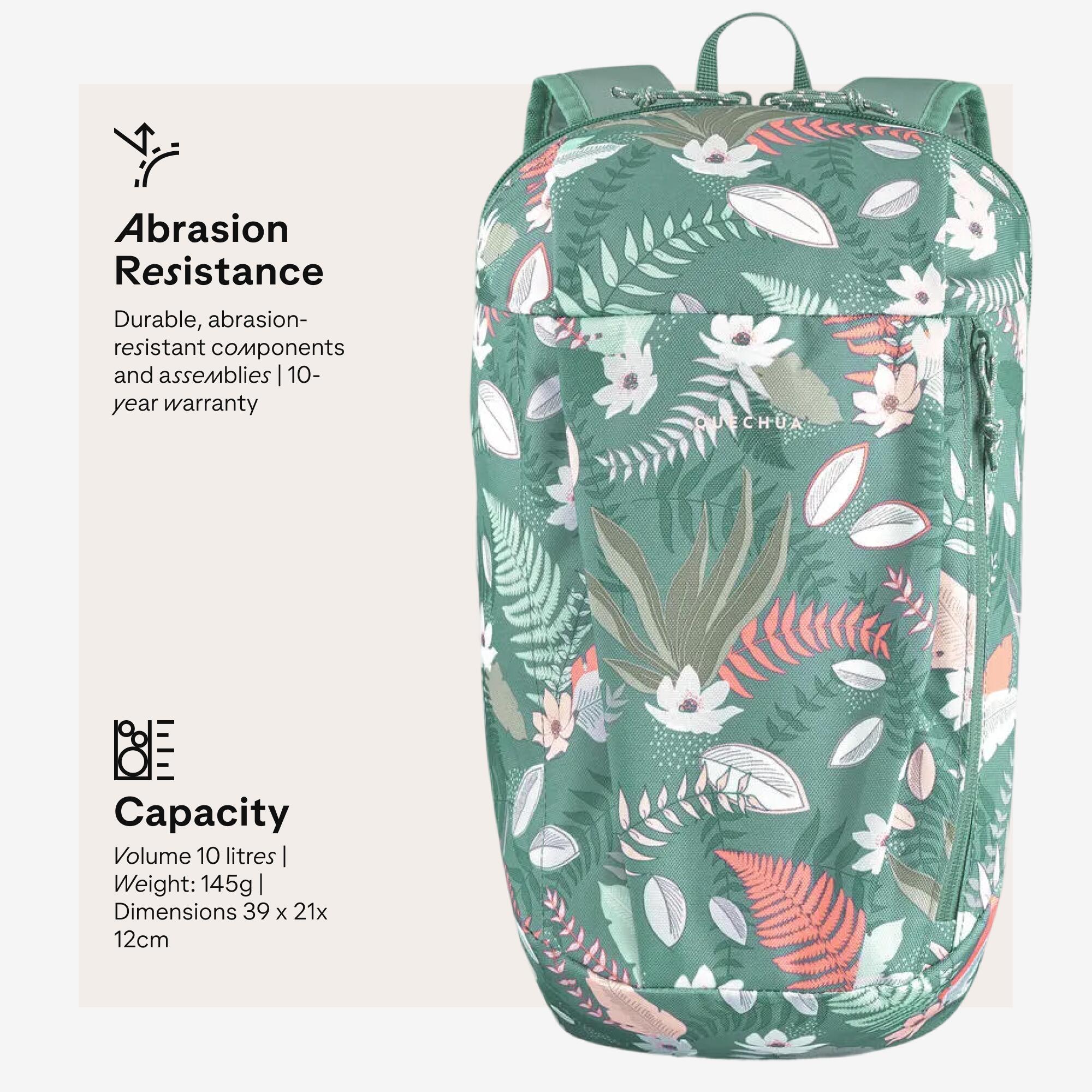 Hiking backpack 10 L, Arpenaz 50 - Green