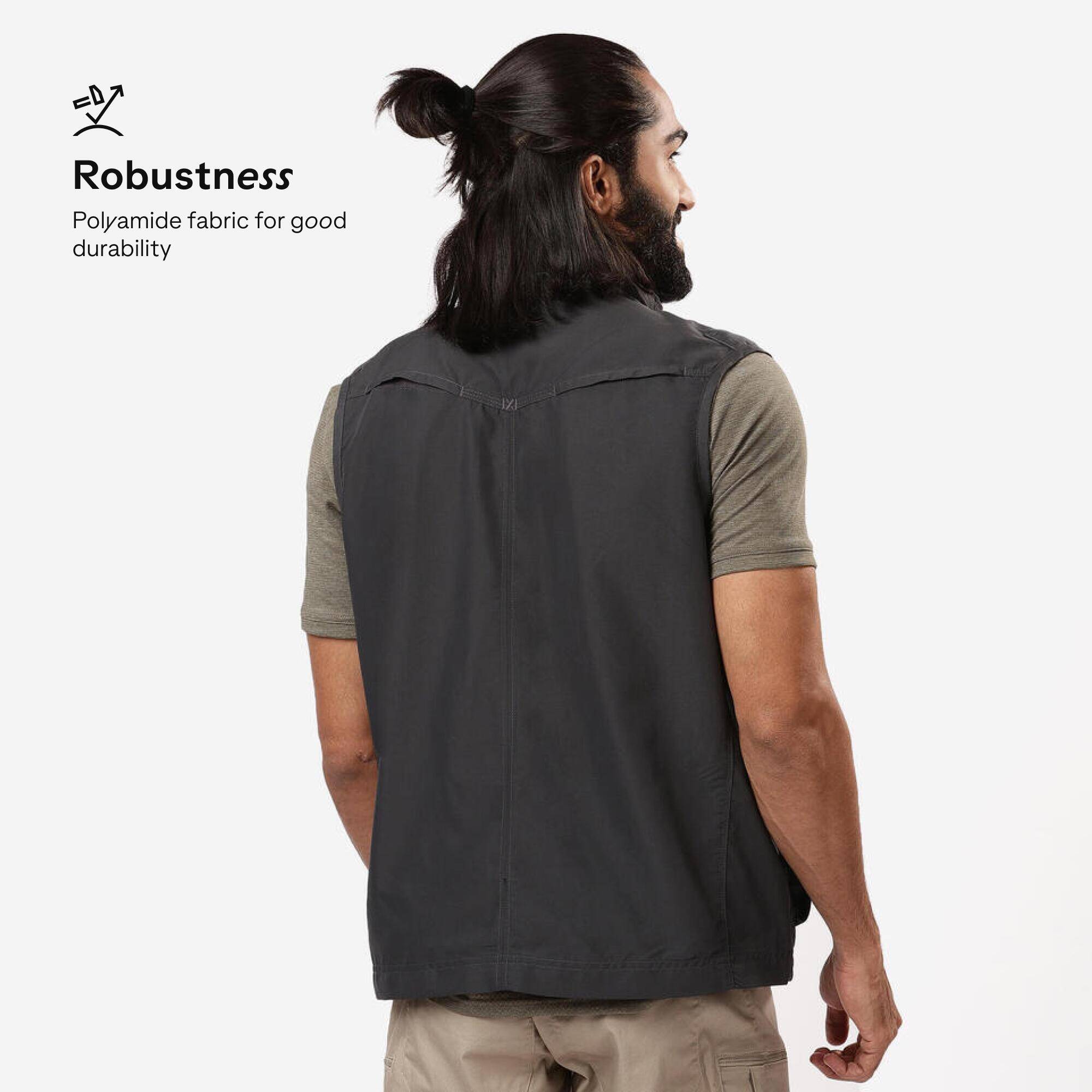 Men Multi-Pocket Vest Jacket Grey - Travel 100 -  5