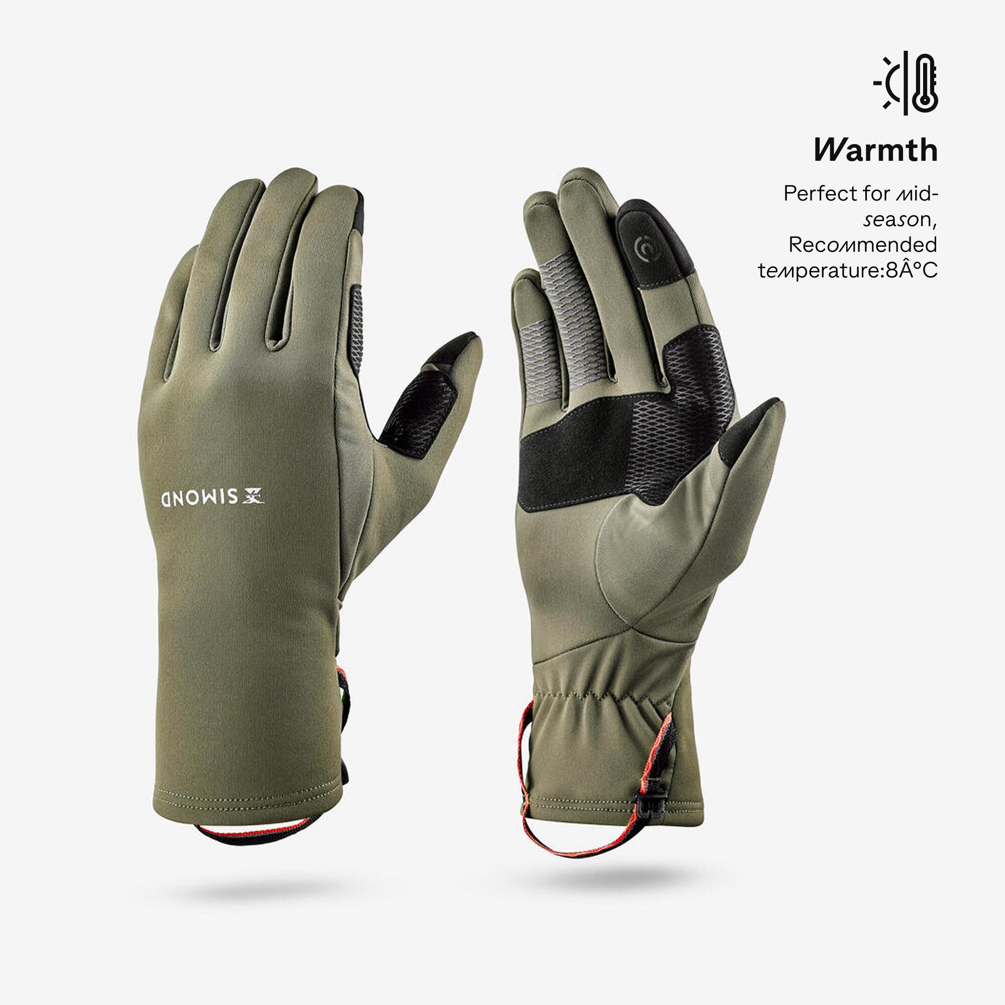 Adult Trekking Tactile Stretch Winter Gloves - MT500 Khaki