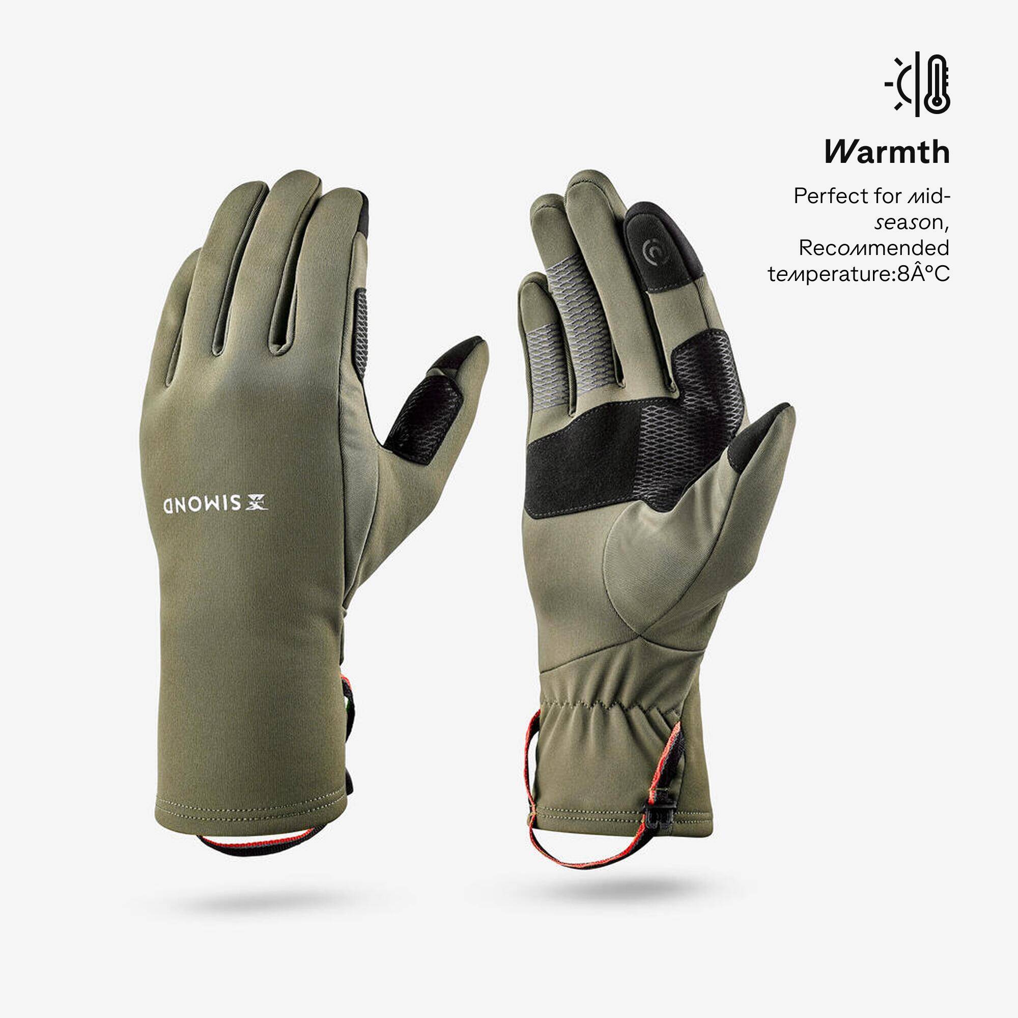 Adult Trekking Tactile Stretch Winter Gloves - MT500 Khaki -  3