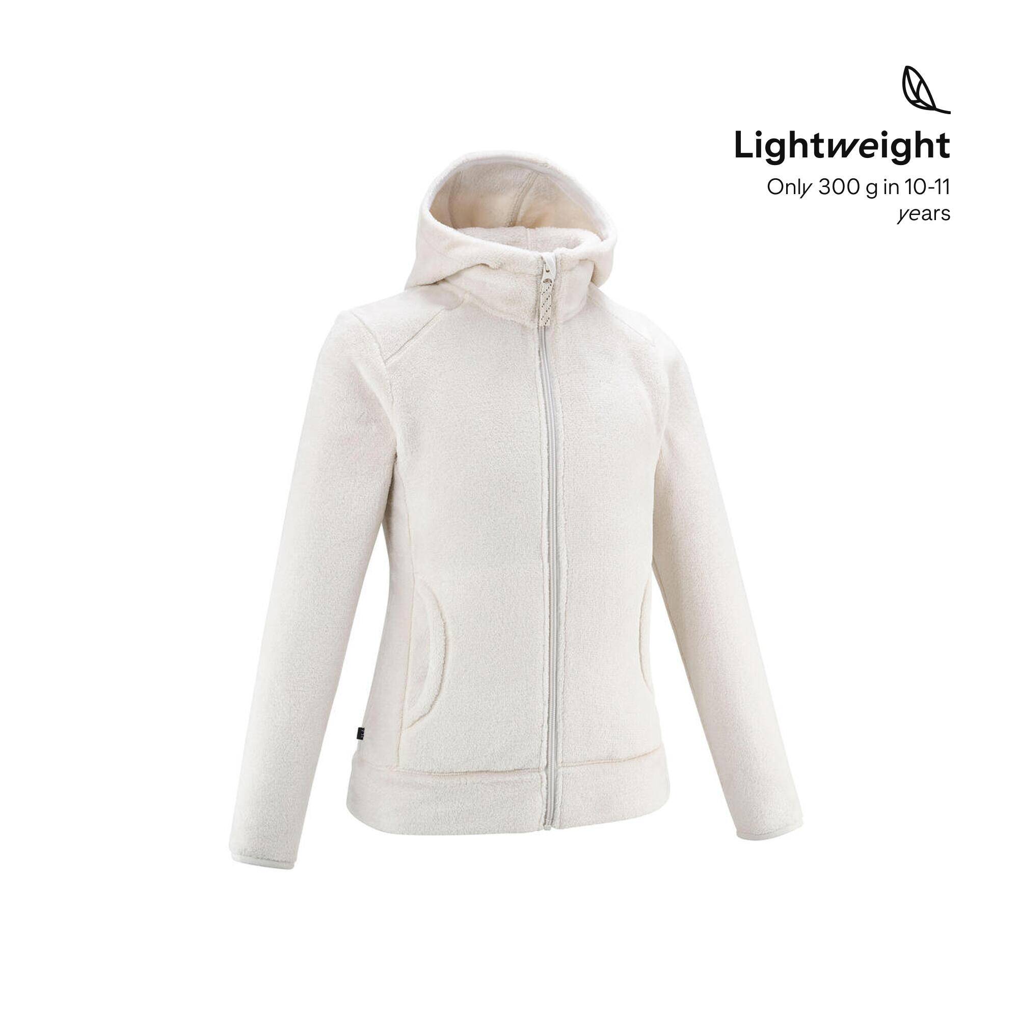 Kids’ warm hiking fleece jacket NH500 - 7-15 years - Beige -  5