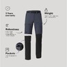Men Zip-Off Dry Fit Durable Trekking Pants Grey Blue - MT500