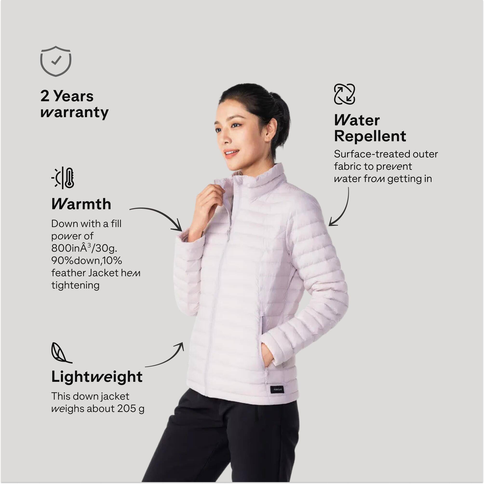 Women Ultra Light Down Jacket -5°C - Mauve Grey -  3
