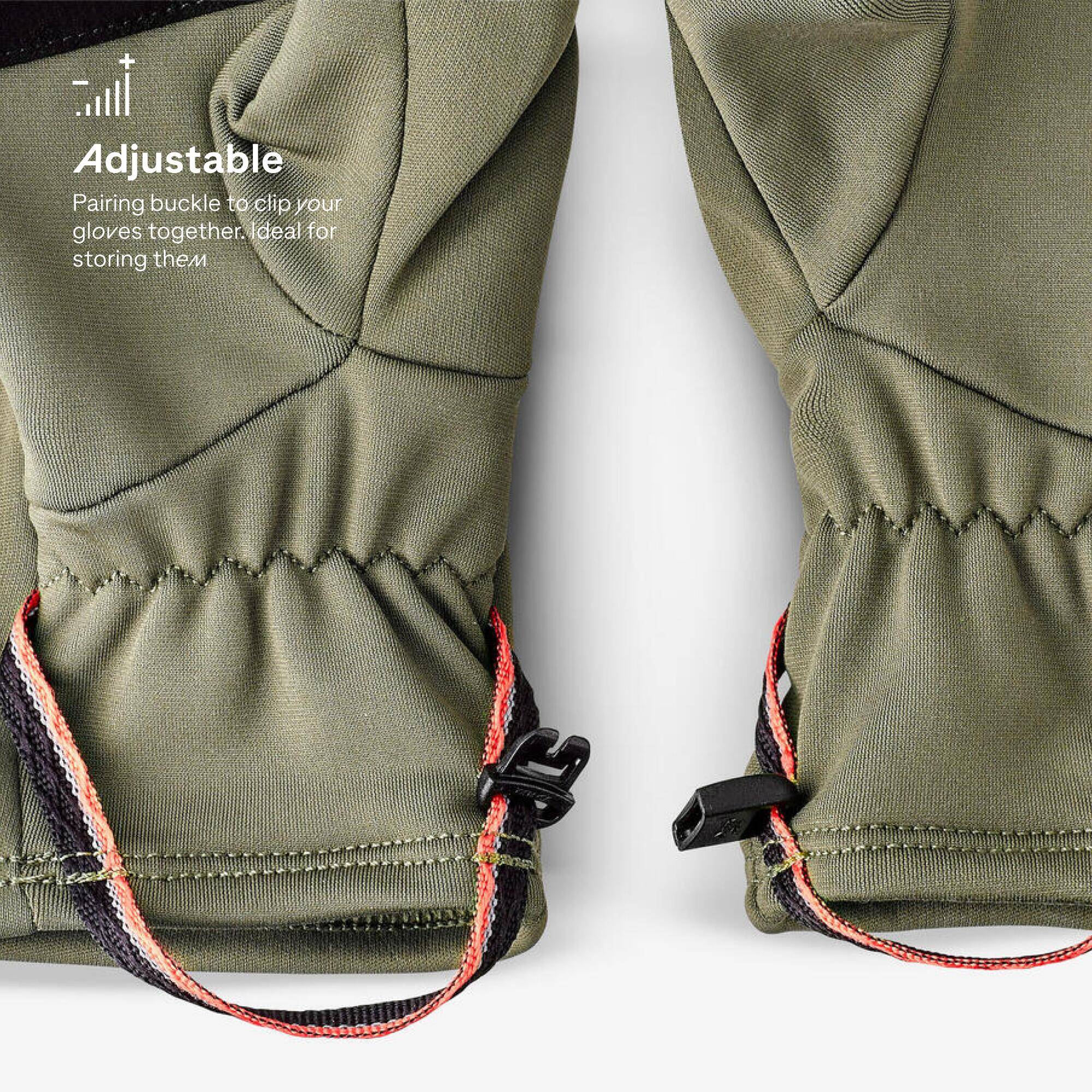 Adult Trekking Tactile Stretch Winter Gloves - MT500 Khaki -  5