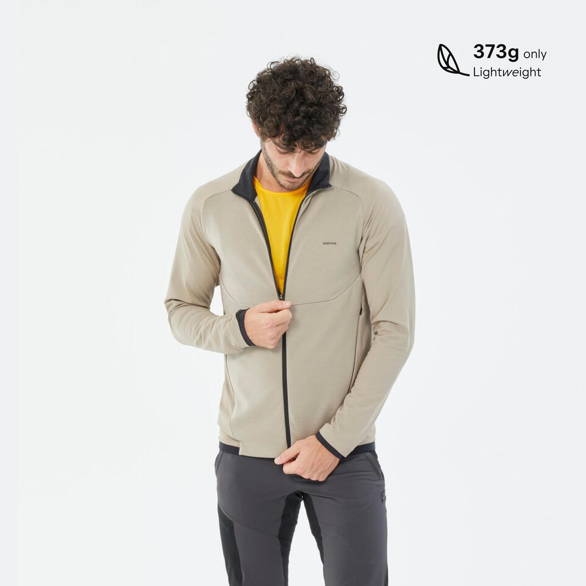 Men’s Mountain Walking Full-zip Fleece MH500 Light - Beige
