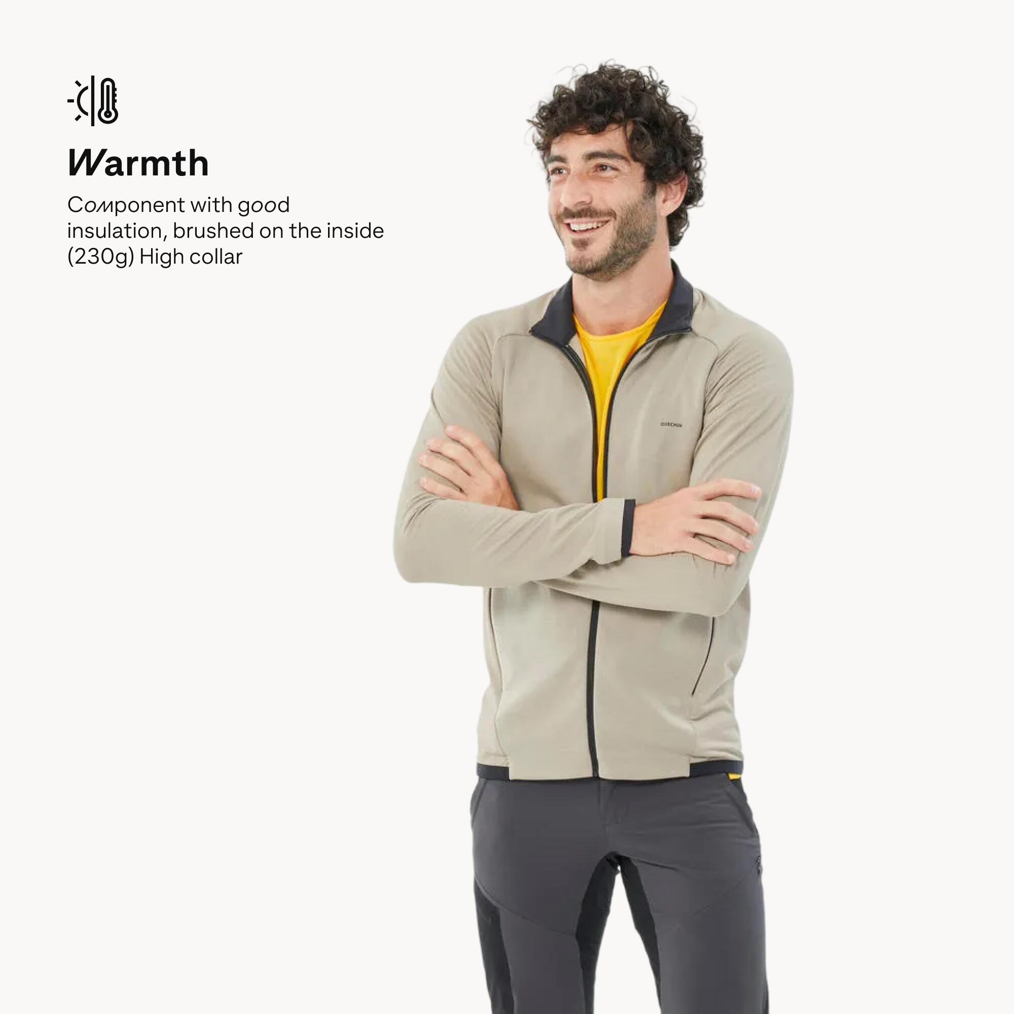 Men’s Mountain Walking Full-zip Fleece MH500 Light - Beige