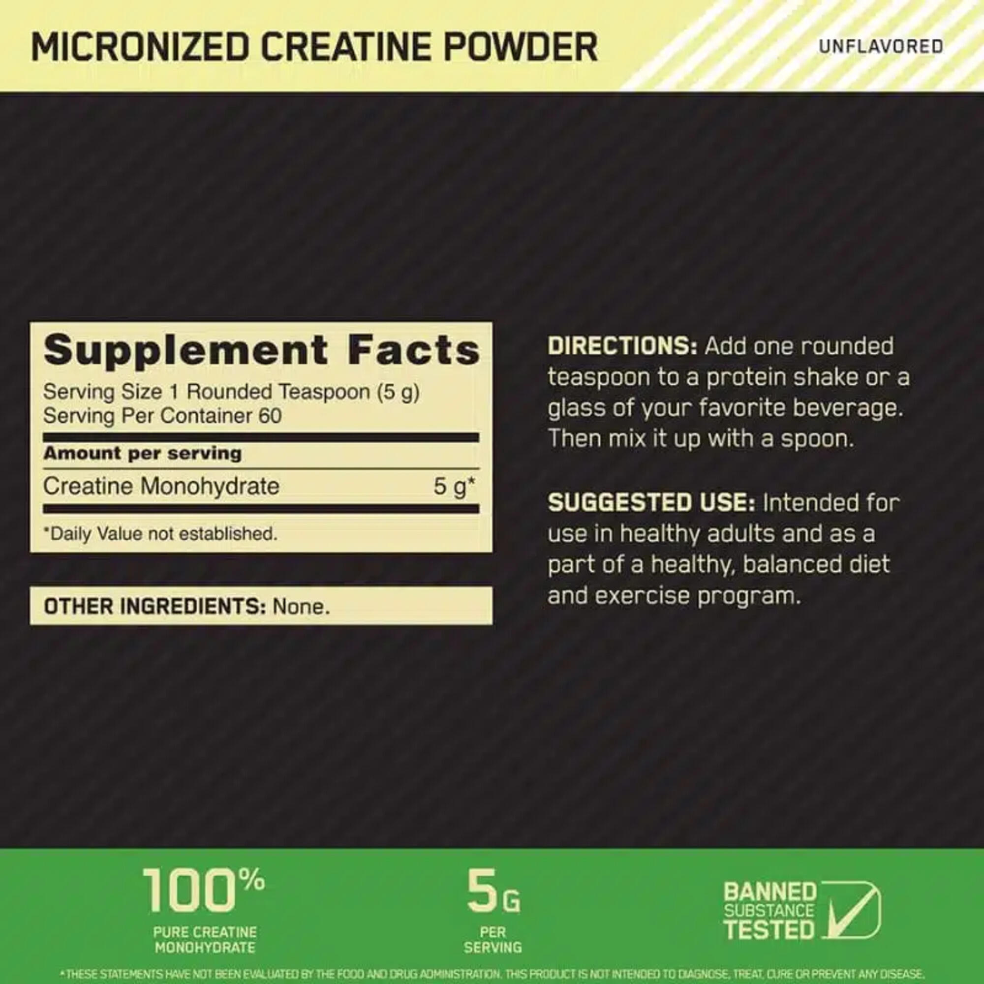 Creatina Micronizada ON, 300g, Sin Sabor 2/2
