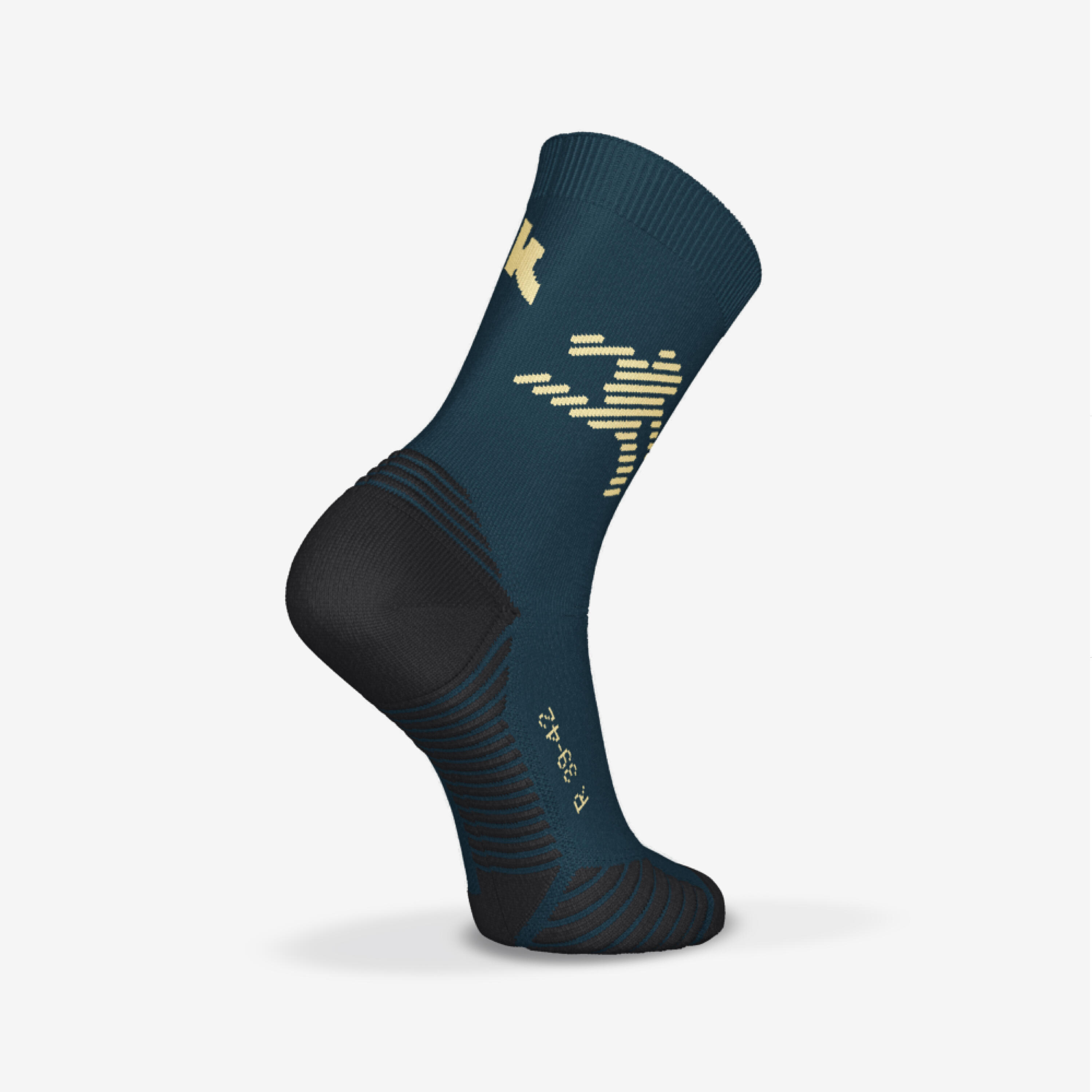 Lot de 2 paires de chaussettes de running run500 epaisses mi-mollet turquoise 6/6
