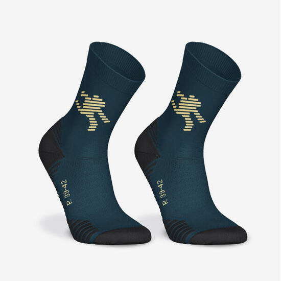 Lot de 2 paires de chaussettes de running run500 epaisses mi-mollet turquoise