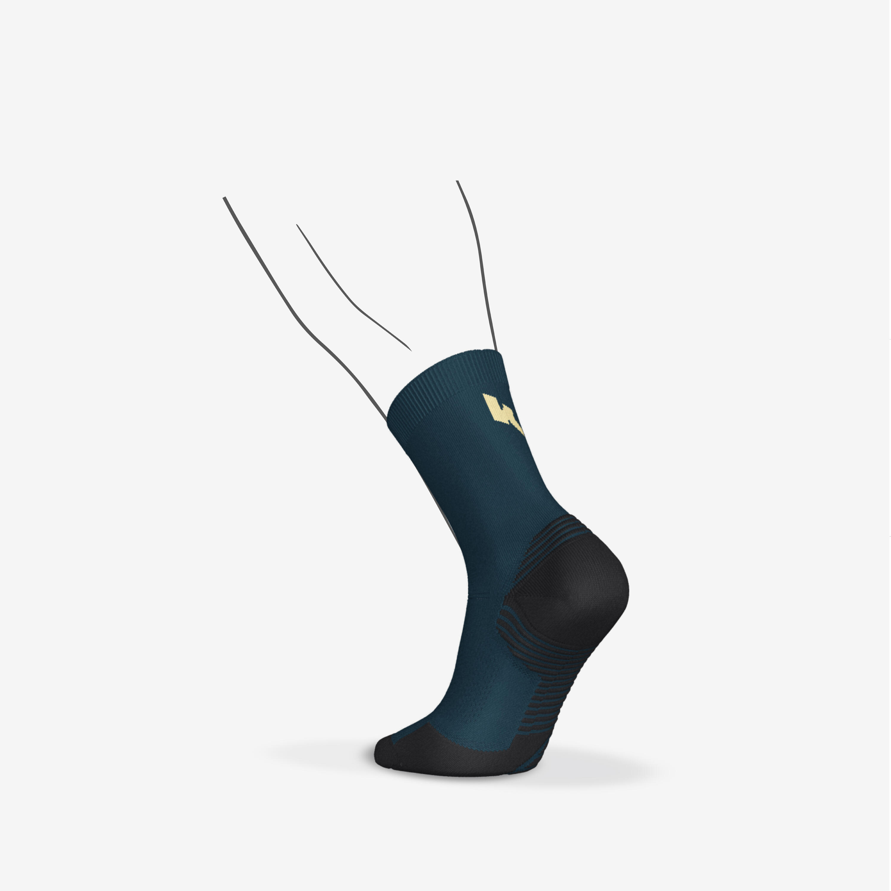 Lot de 2 paires de chaussettes de running run500 epaisses mi-mollet turquoise 3/6