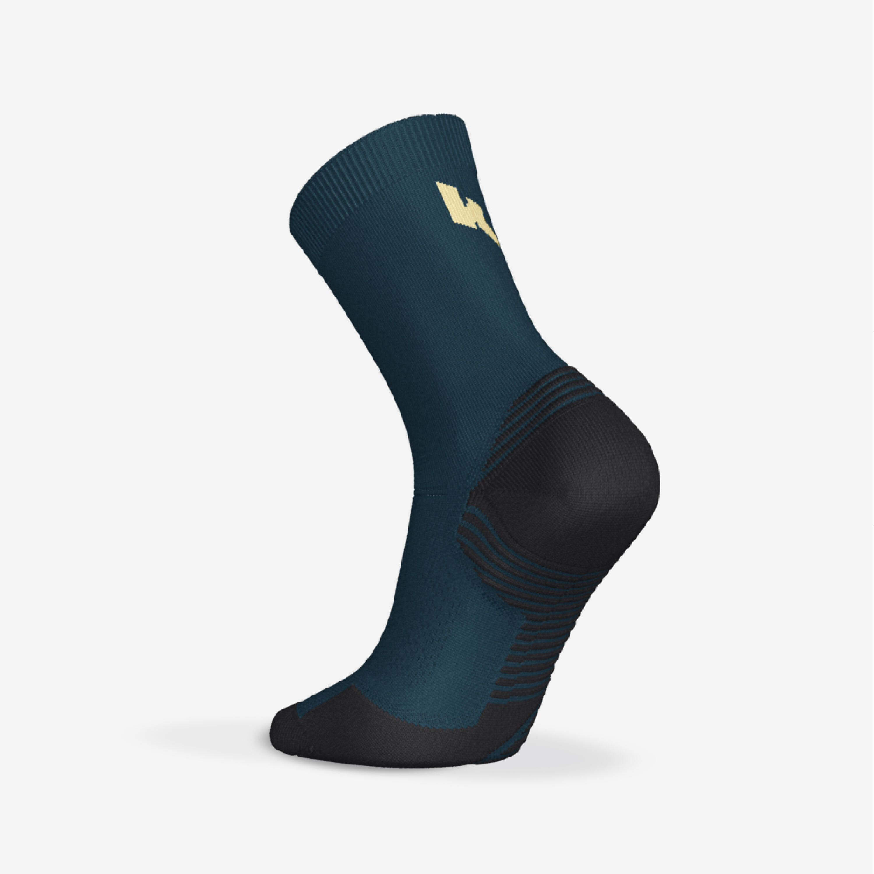 Lot de 2 paires de chaussettes de running run500 epaisses mi-mollet turquoise 5/6