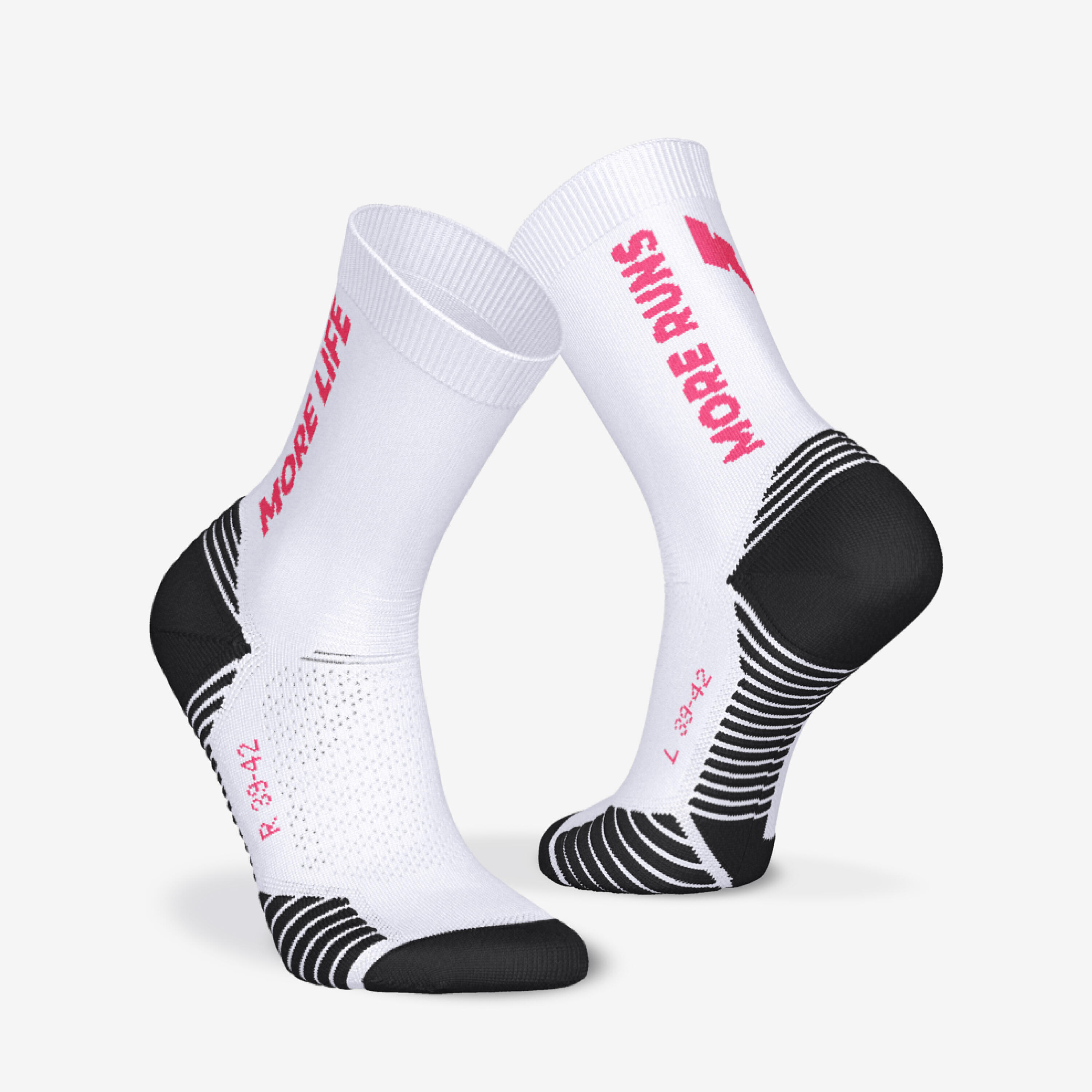 Dikke kuithoge hardloopsokken Run500 wit set van 2 paar 2/6